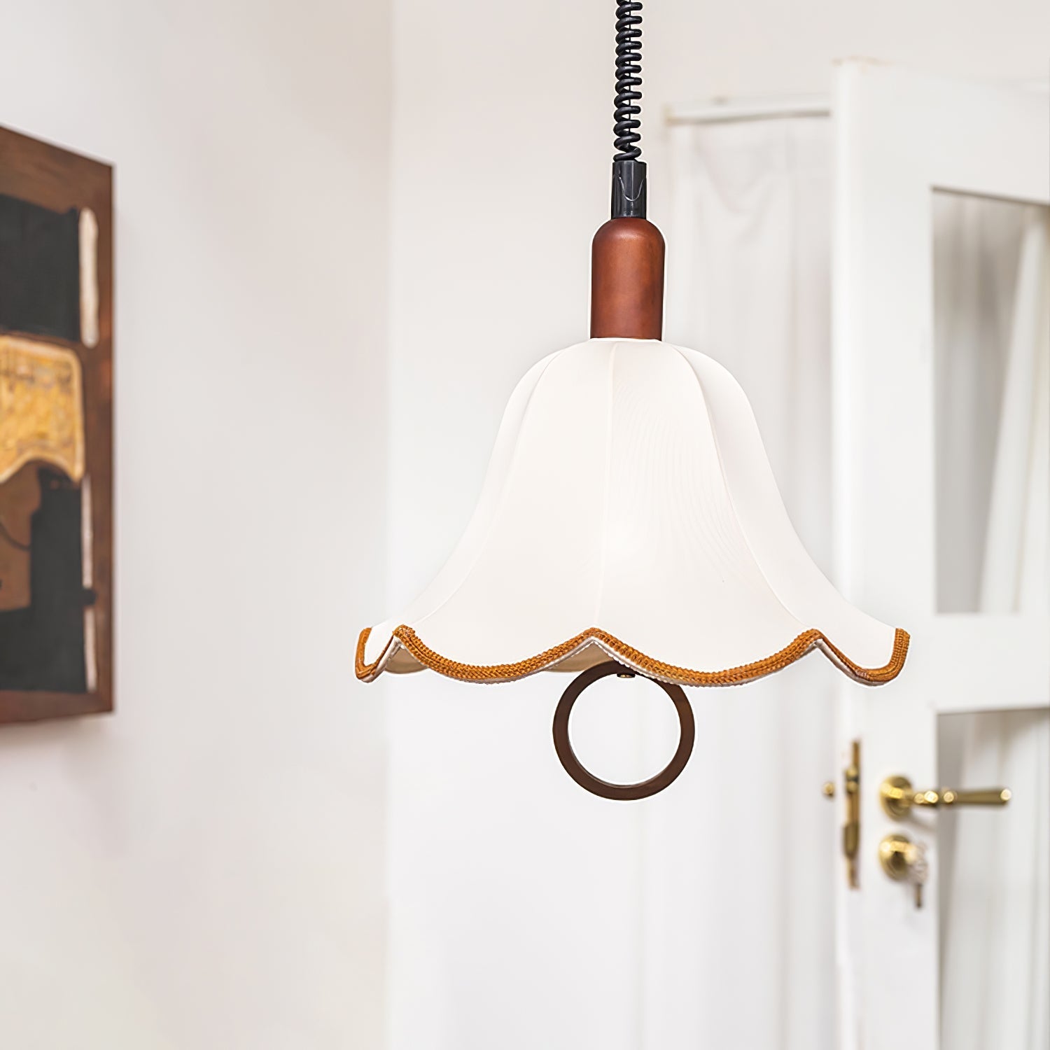Eurvaryra Classic Elegance Fabric Wood Pendant Light-Neutral Decor