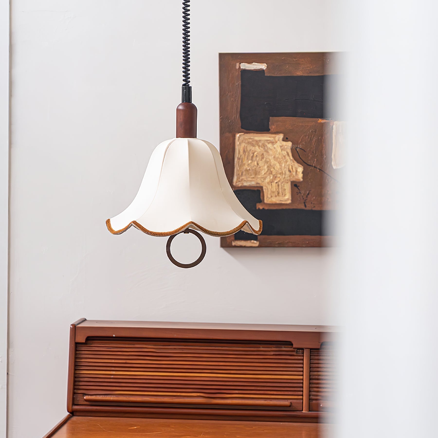 Eurvaryra Classic Elegance Fabric Wood Pendant Light-Neutral Decor