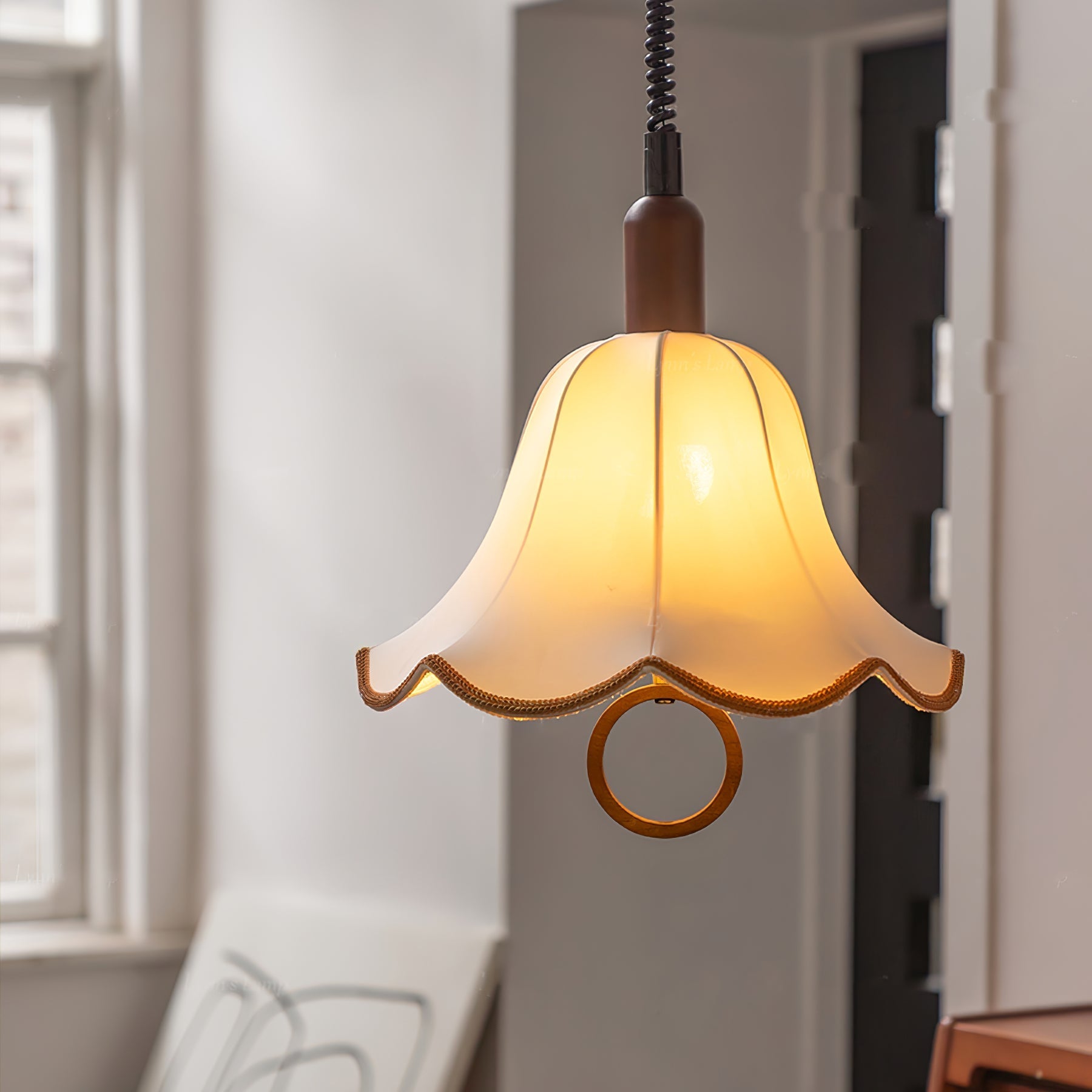 Eurvaryra Classic Elegance Fabric Wood Pendant Light-Neutral Decor
