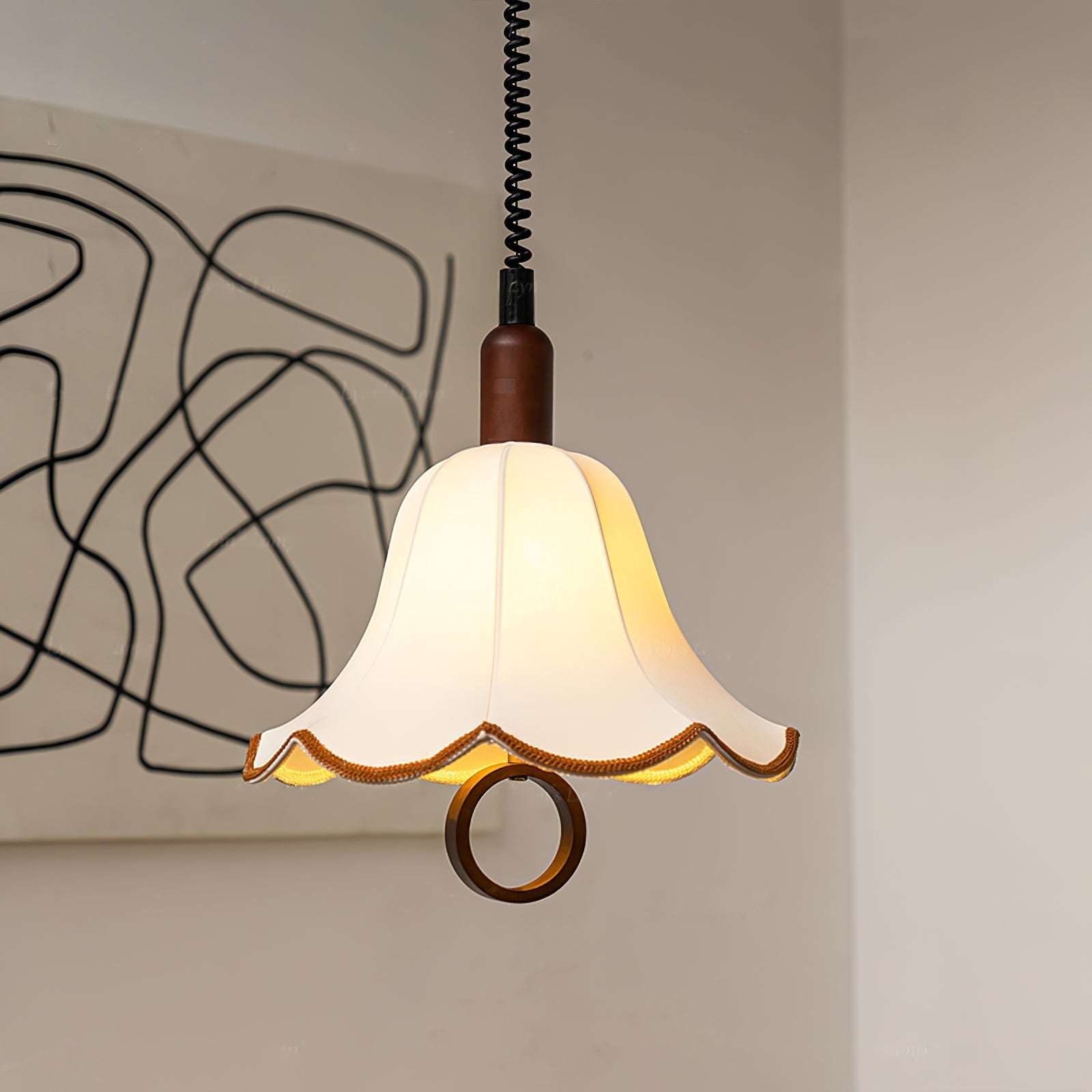 Eurvaryra Classic Elegance Fabric Wood Pendant Light-Neutral Decor