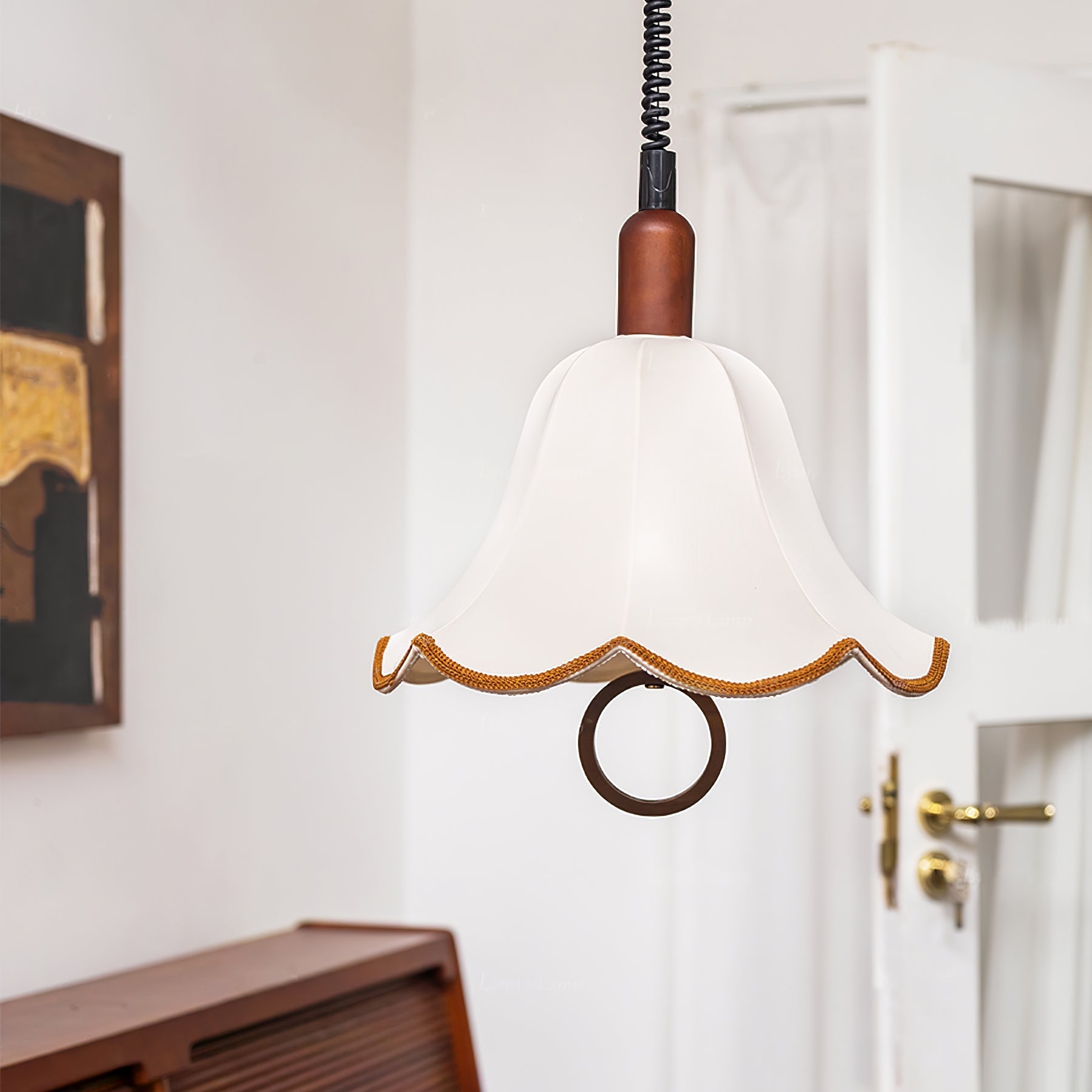 Eurvaryra Classic Elegance Fabric Wood Pendant Light-Neutral Decor