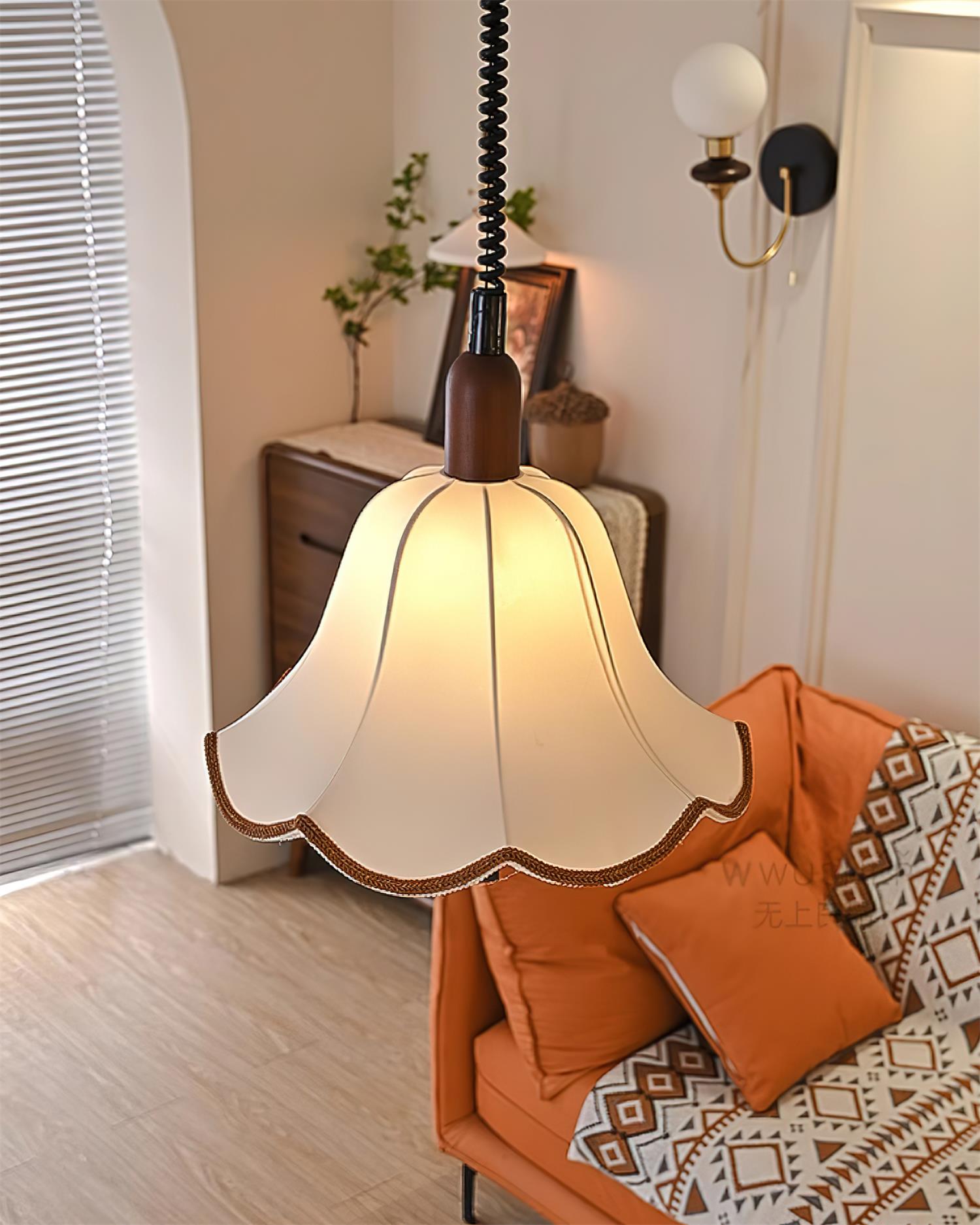 Eurvaryra Classic Elegance Fabric Wood Pendant Light-Neutral Decor