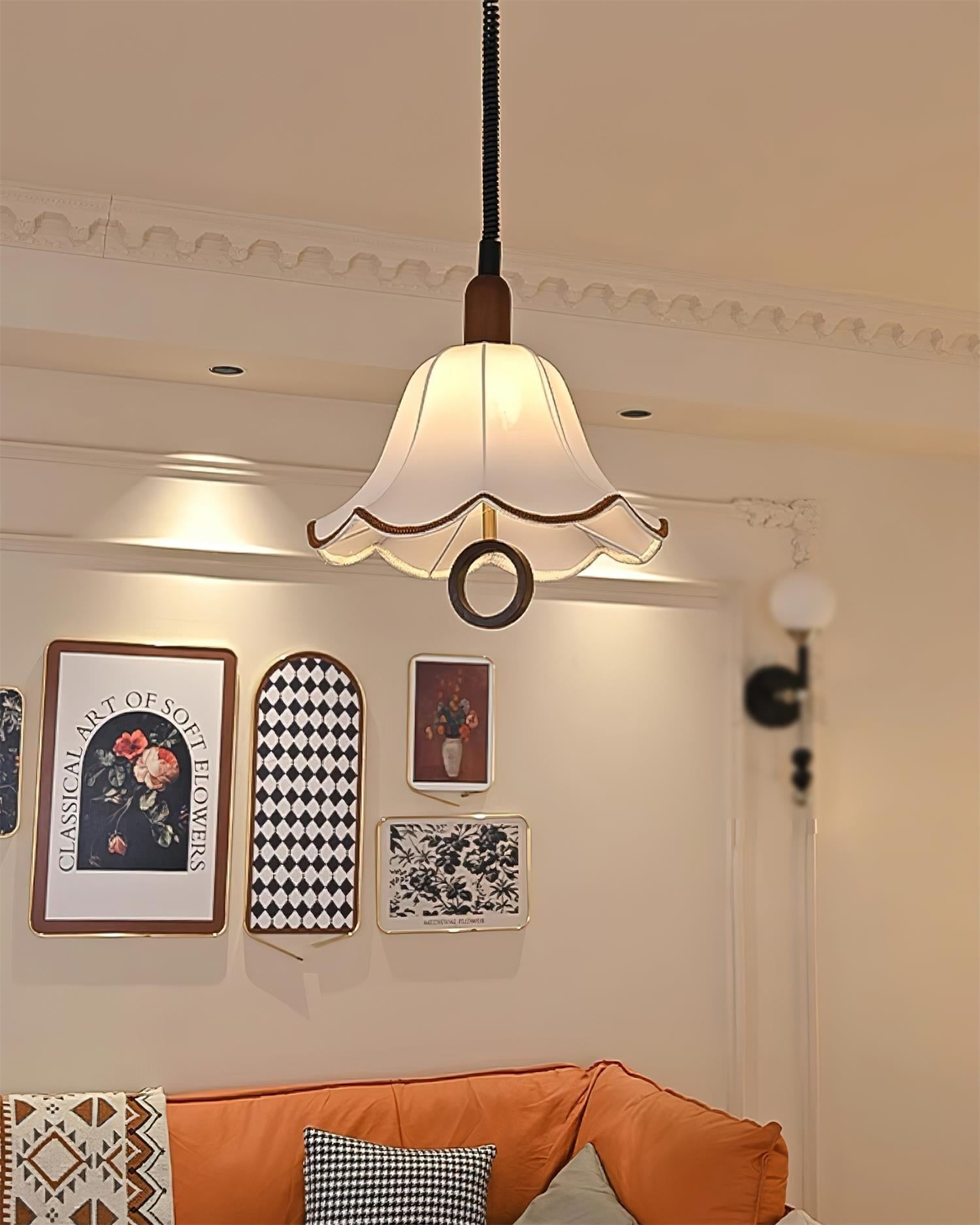 Eurvaryra Classic Elegance Fabric Wood Pendant Light-Neutral Decor