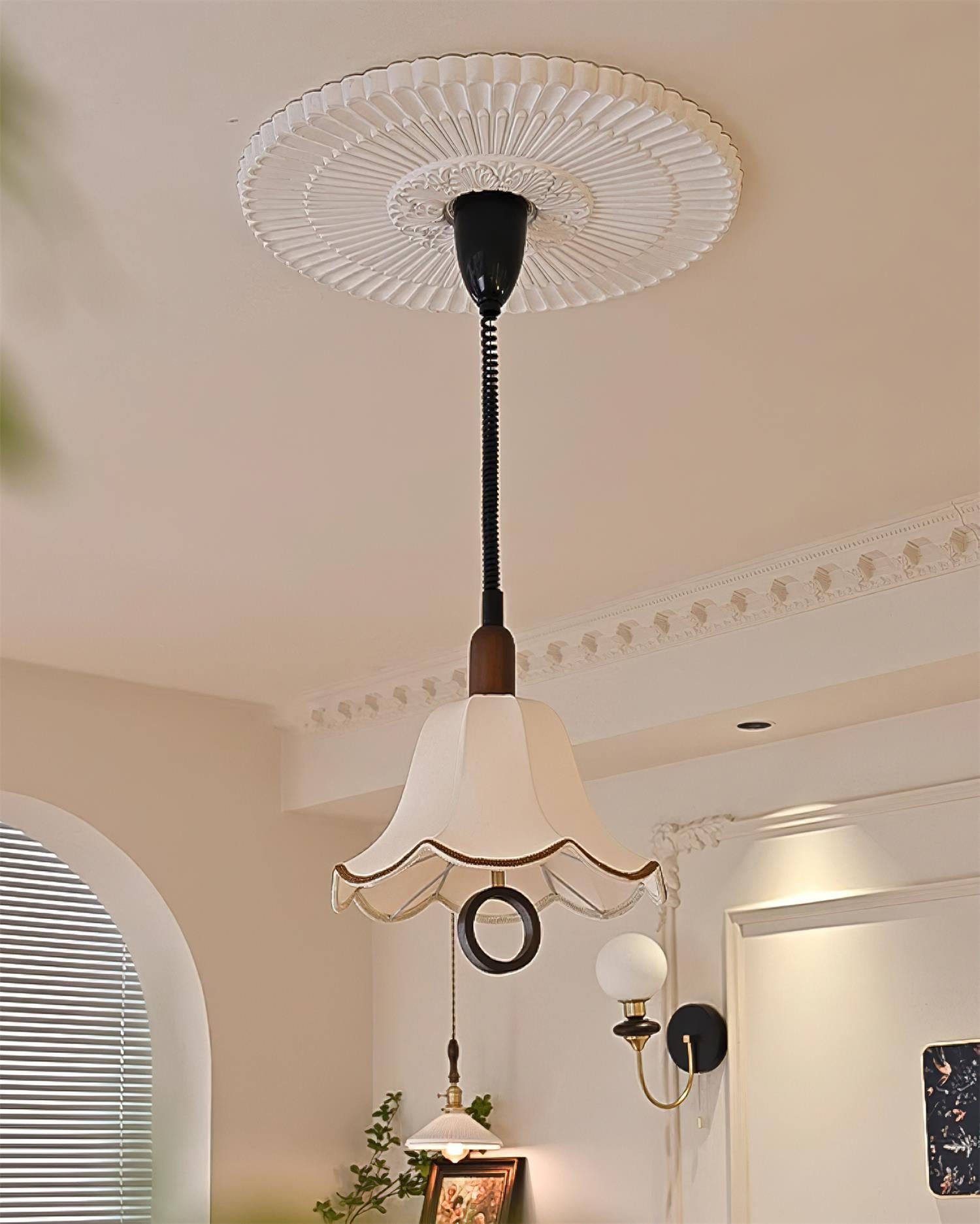Eurvaryra Classic Elegance Fabric Wood Pendant Light-Neutral Decor