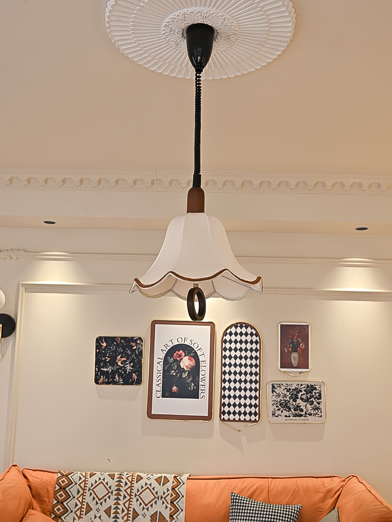 Eurvaryra Classic Elegance Fabric Wood Pendant Light-Neutral Decor