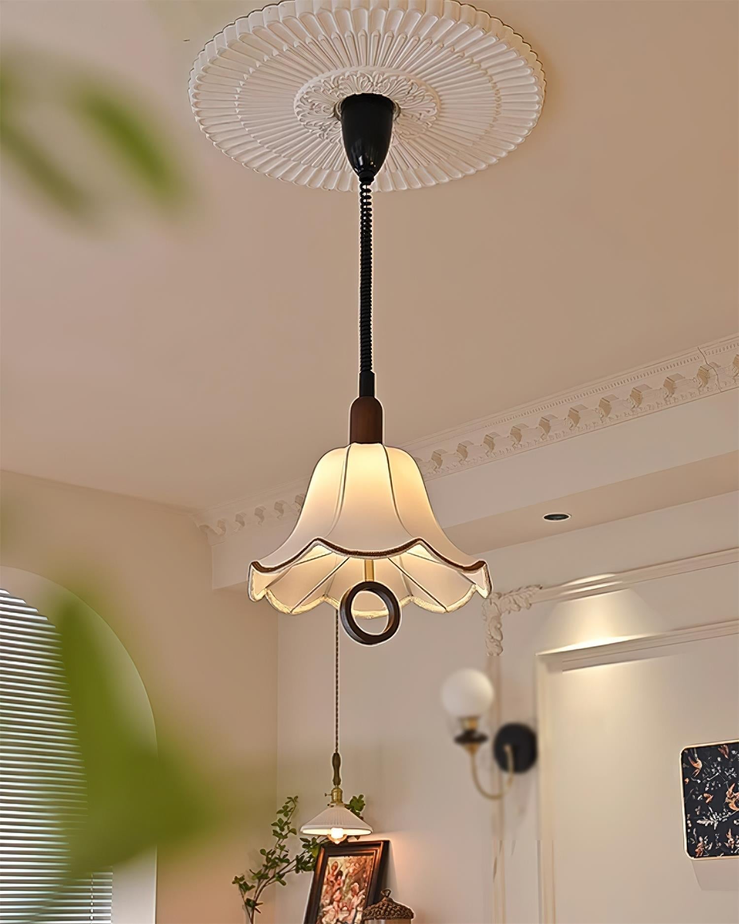 Eurvaryra Classic Elegance Fabric Wood Pendant Light-Neutral Decor