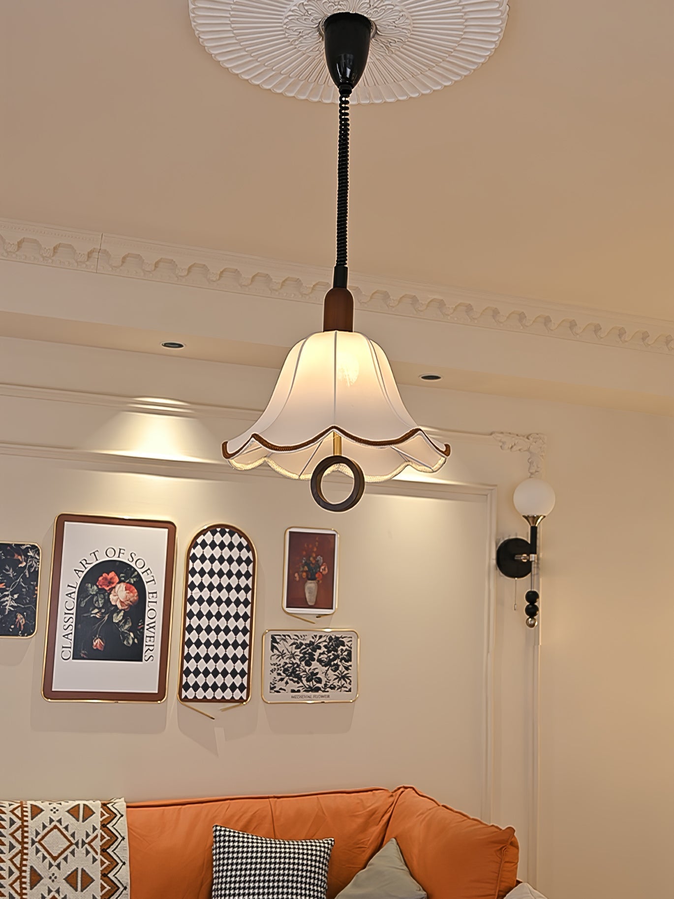Eurvaryra Classic Elegance Fabric Wood Pendant Light-Neutral Decor
