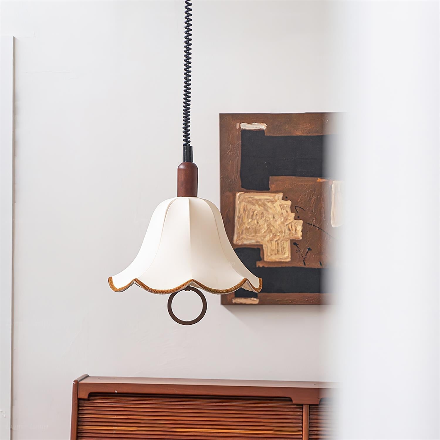 Eurvaryra Classic Elegance Fabric Wood Pendant Light-Neutral Decor