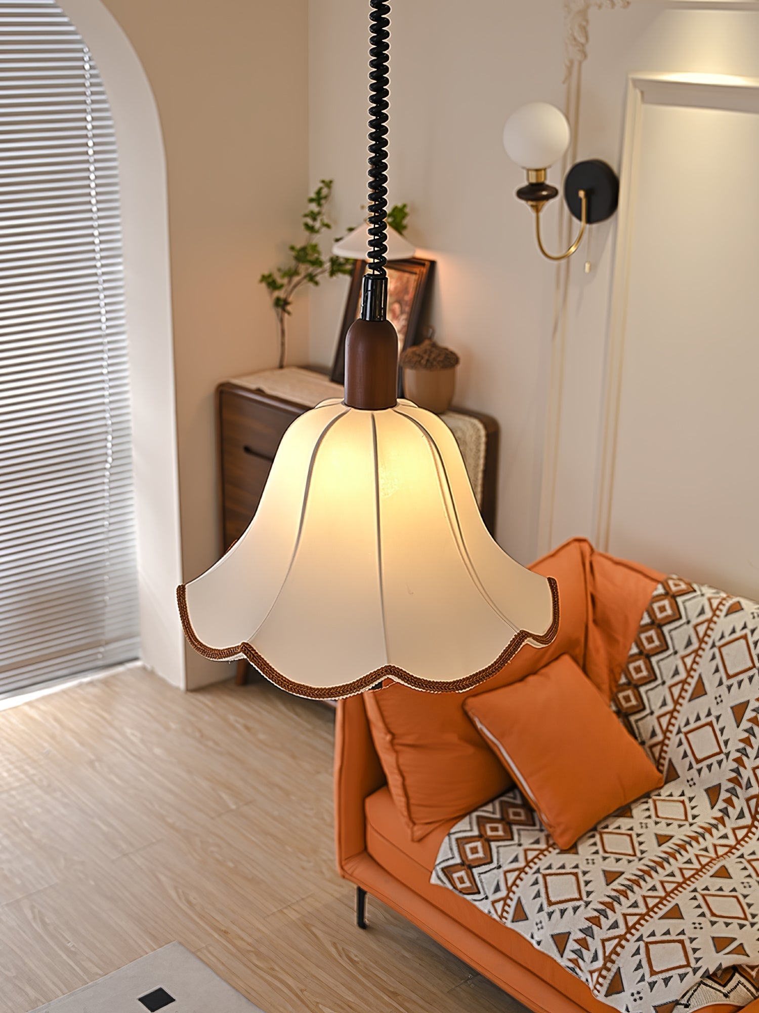 Eurvaryra Classic Elegance Fabric Wood Pendant Light-Neutral Decor