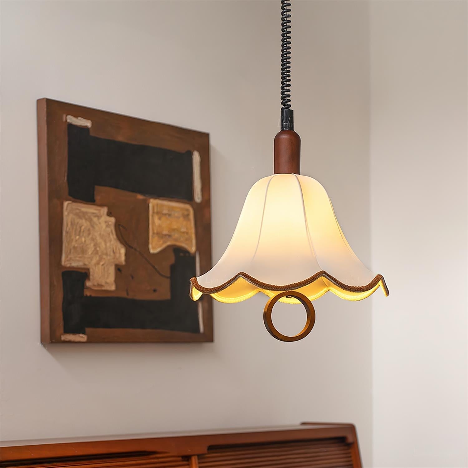 Eurvaryra Classic Elegance Fabric Wood Pendant Light-Neutral Decor