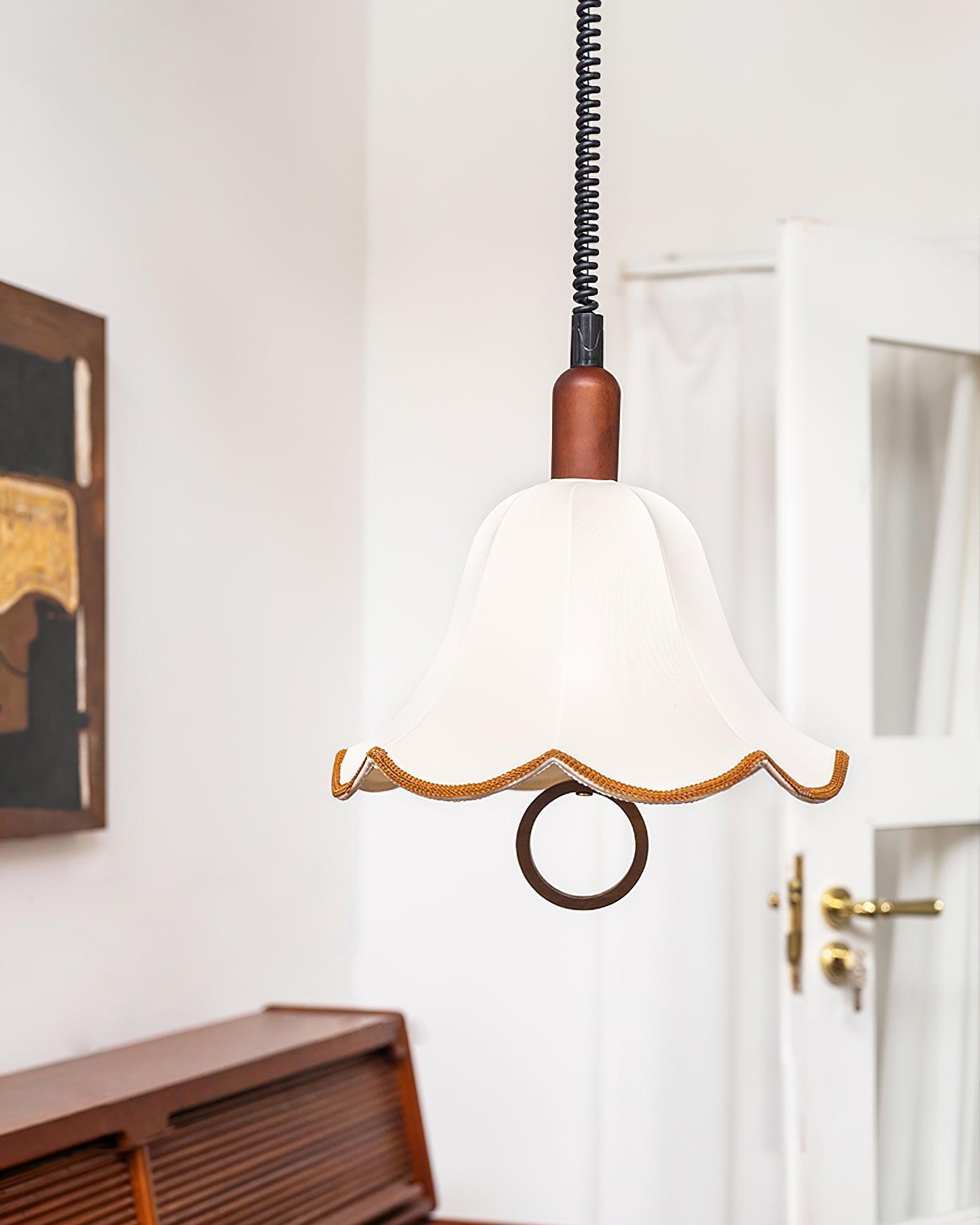 Eurvaryra Classic Elegance Fabric Wood Pendant Light-Neutral Decor