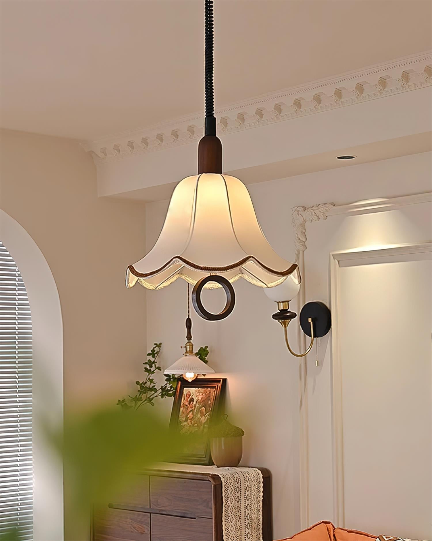 Eurvaryra Classic Elegance Fabric Wood Pendant Light-Neutral Decor
