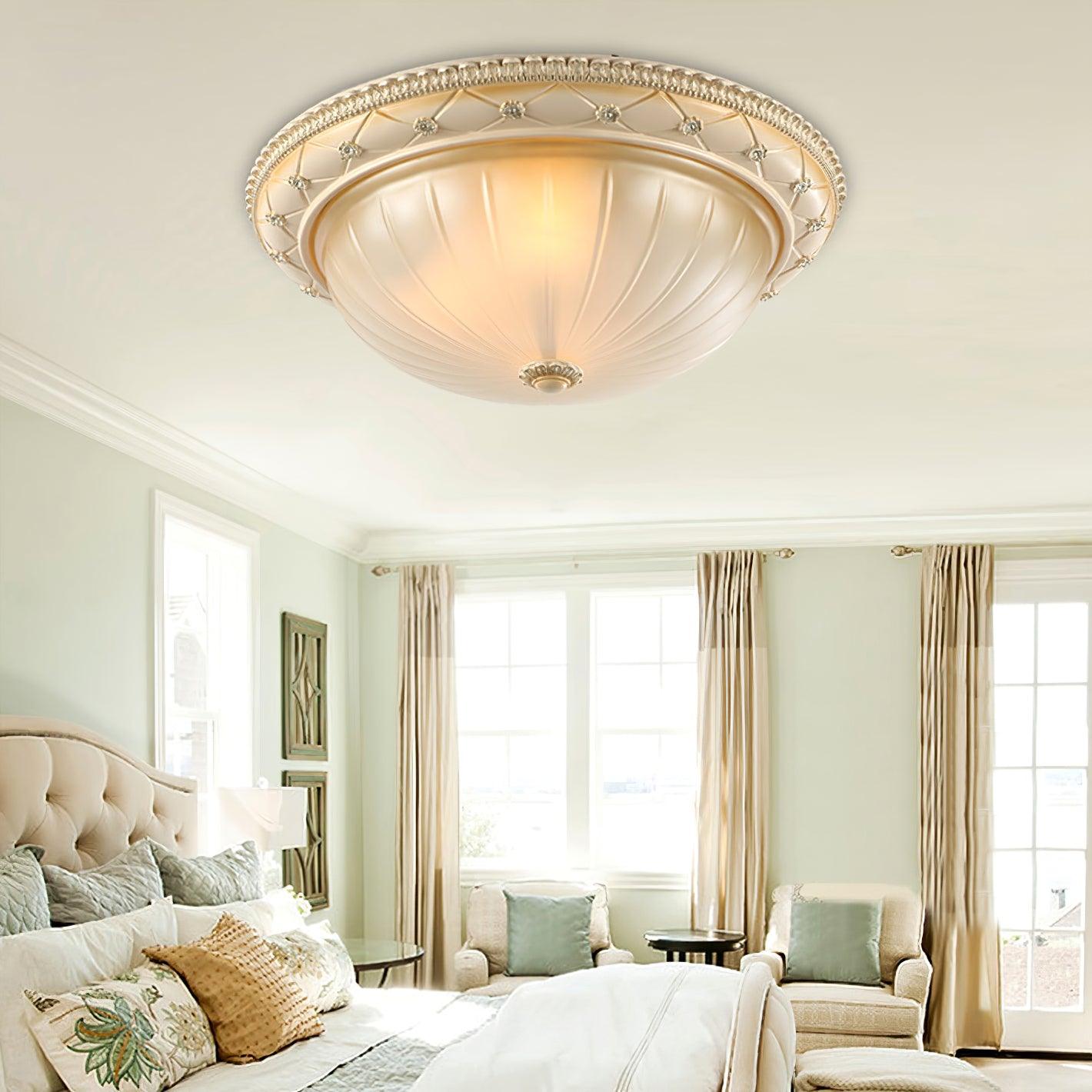 Cerlin Elegance Vintage Resin Glass Flush Ceiling Light-Neutral Decor
