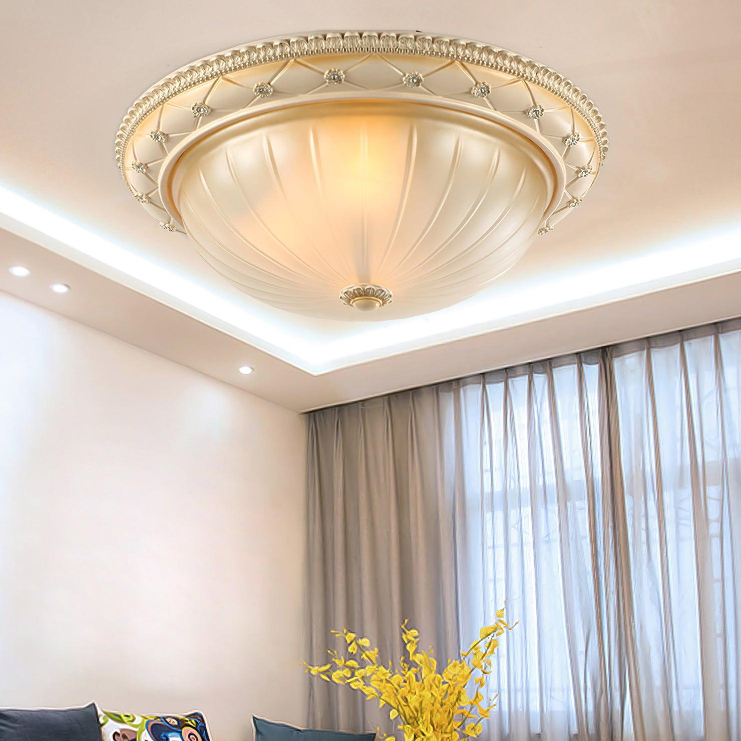 Cerlin Elegance Vintage Resin Glass Flush Ceiling Light-Neutral Decor