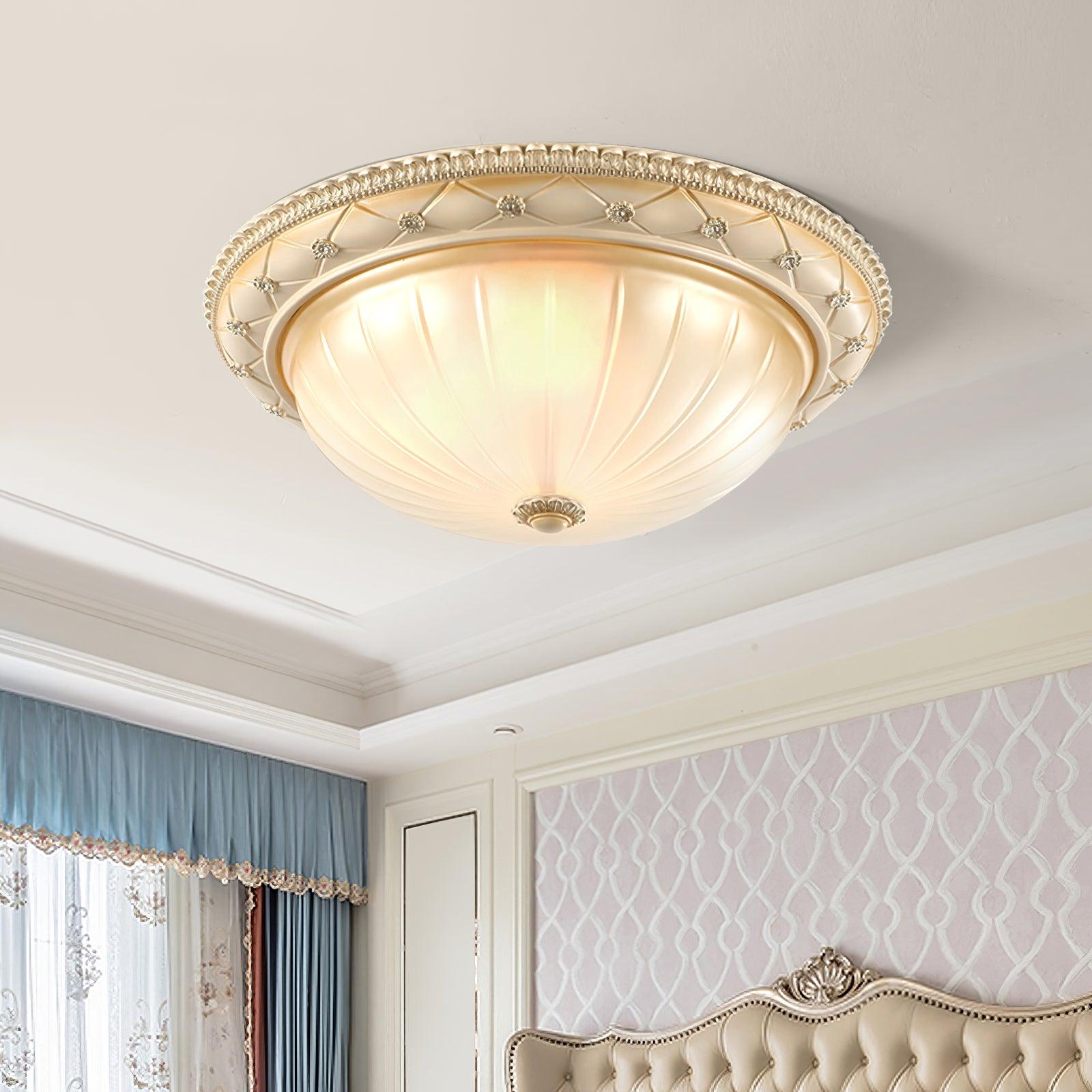 Cerlin Elegance Vintage Resin Glass Flush Ceiling Light-Neutral Decor