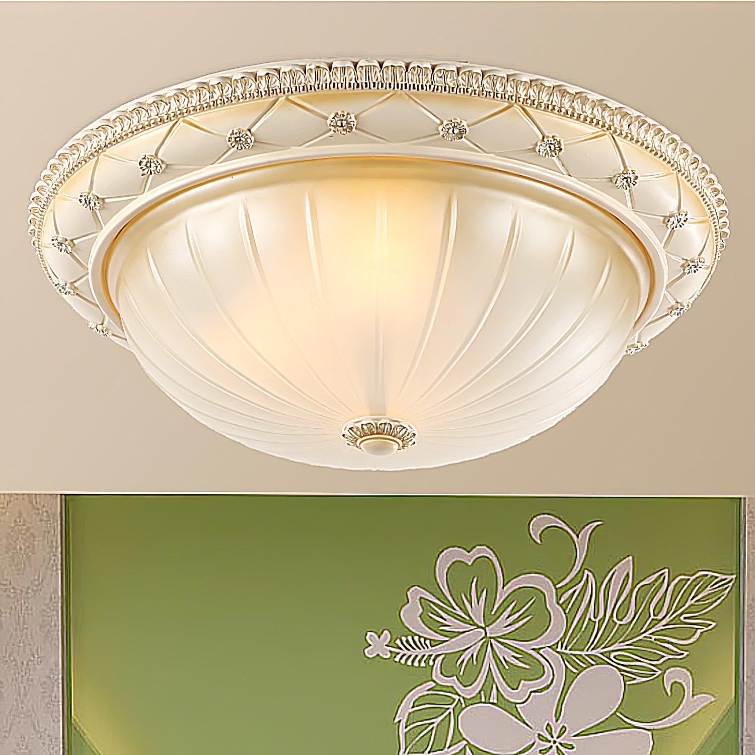 Cerlin Elegance Vintage Resin Glass Flush Ceiling Light-Neutral Decor