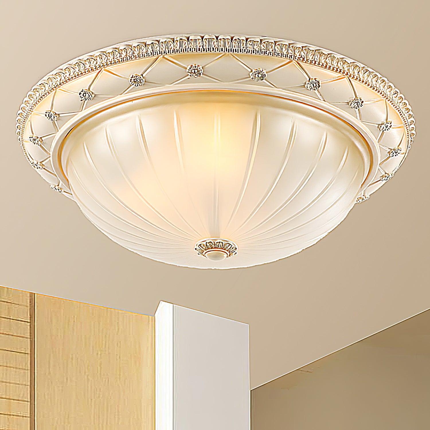 Cerlin Elegance Vintage Resin Glass Flush Ceiling Light-Neutral Decor