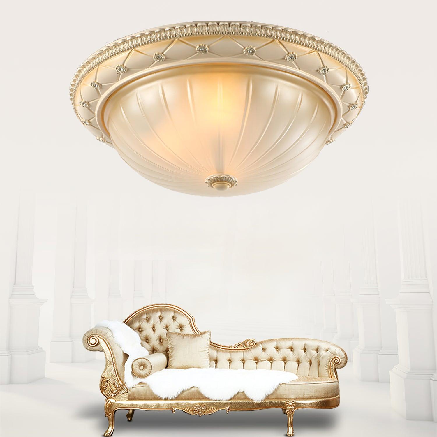 Cerlin Elegance Vintage Resin Glass Flush Ceiling Light-Neutral Decor