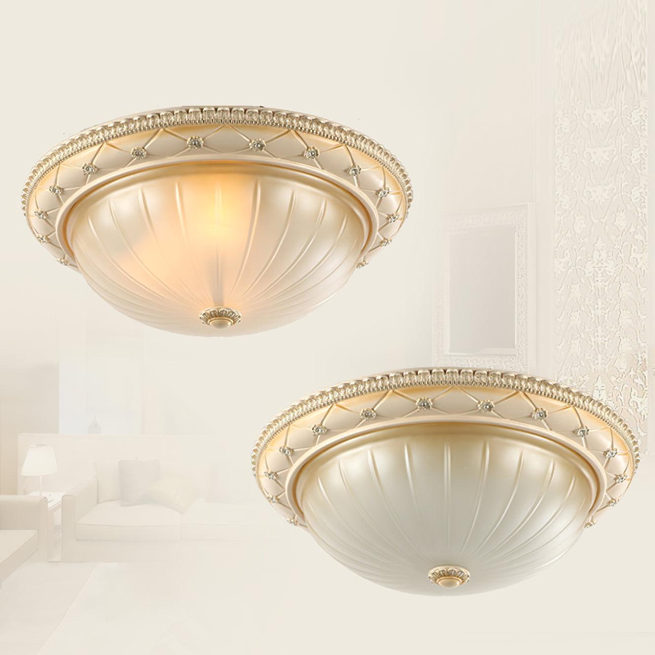 Cerlin Elegance Vintage Resin Glass Flush Ceiling Light-Neutral Decor