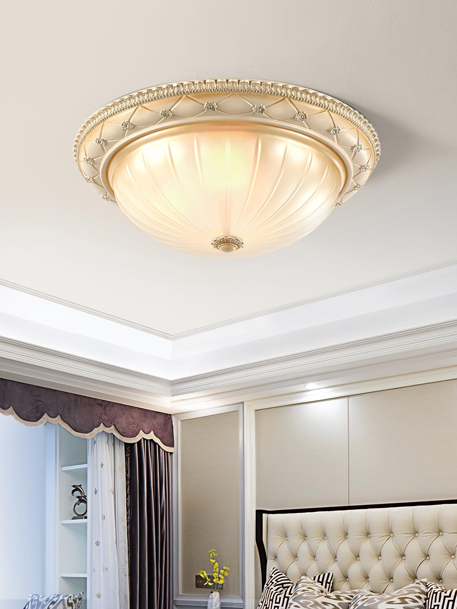 Cerlin Elegance Vintage Resin Glass Flush Ceiling Light-Neutral Decor