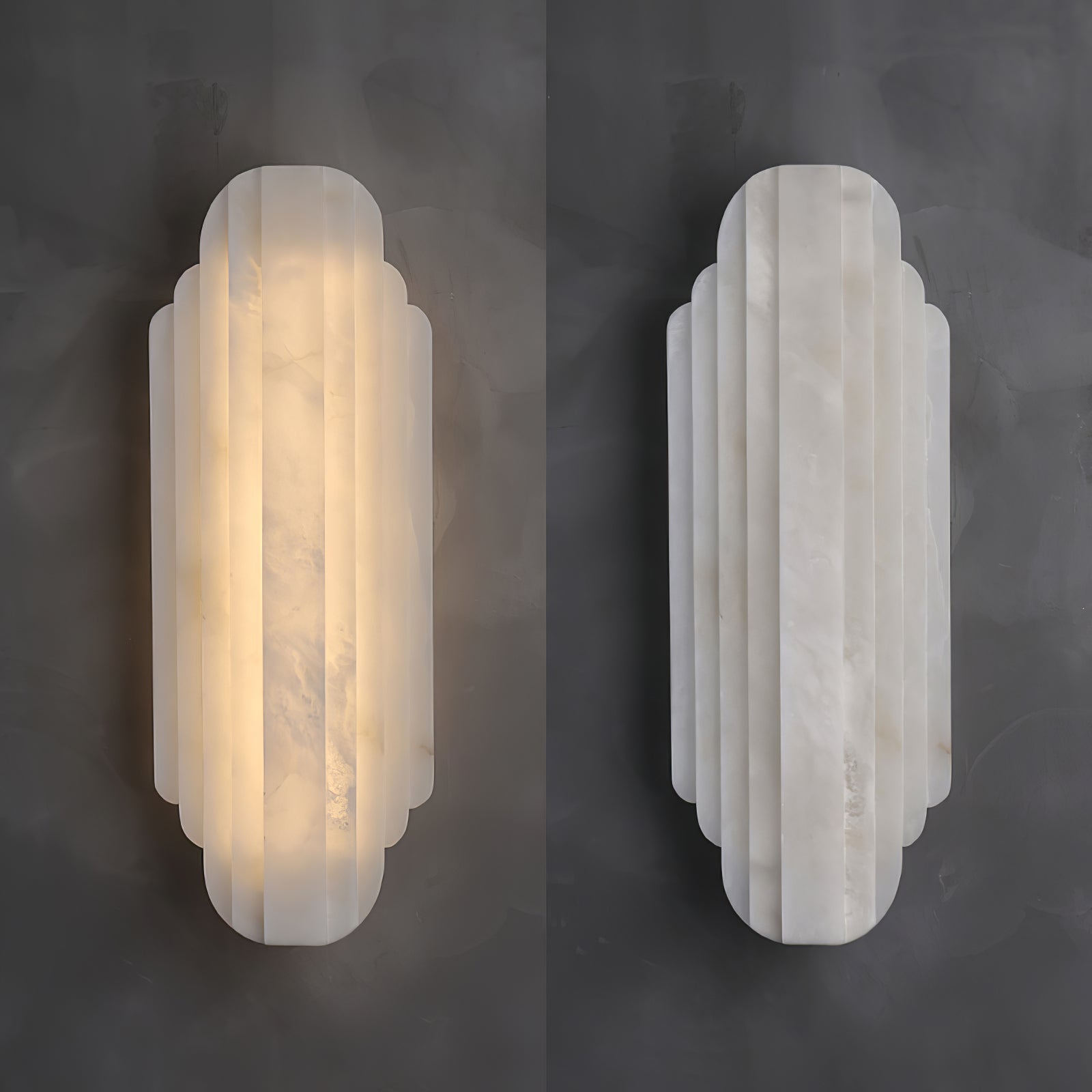 Sixel Art Deco Alabaster Wall Light-Neutral Decor