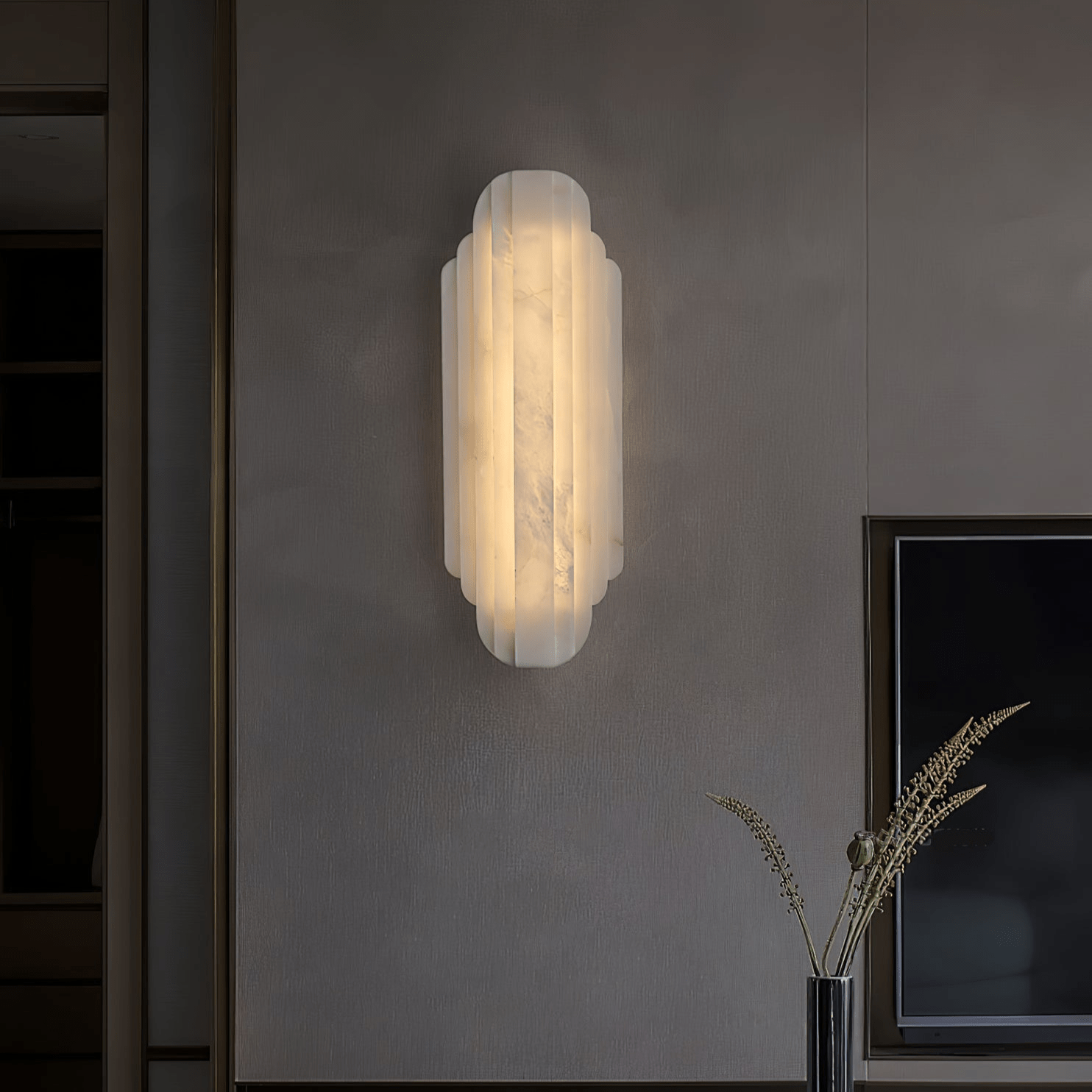 Lalem Art Deco Alabaster Wall Light-Neutral Decor