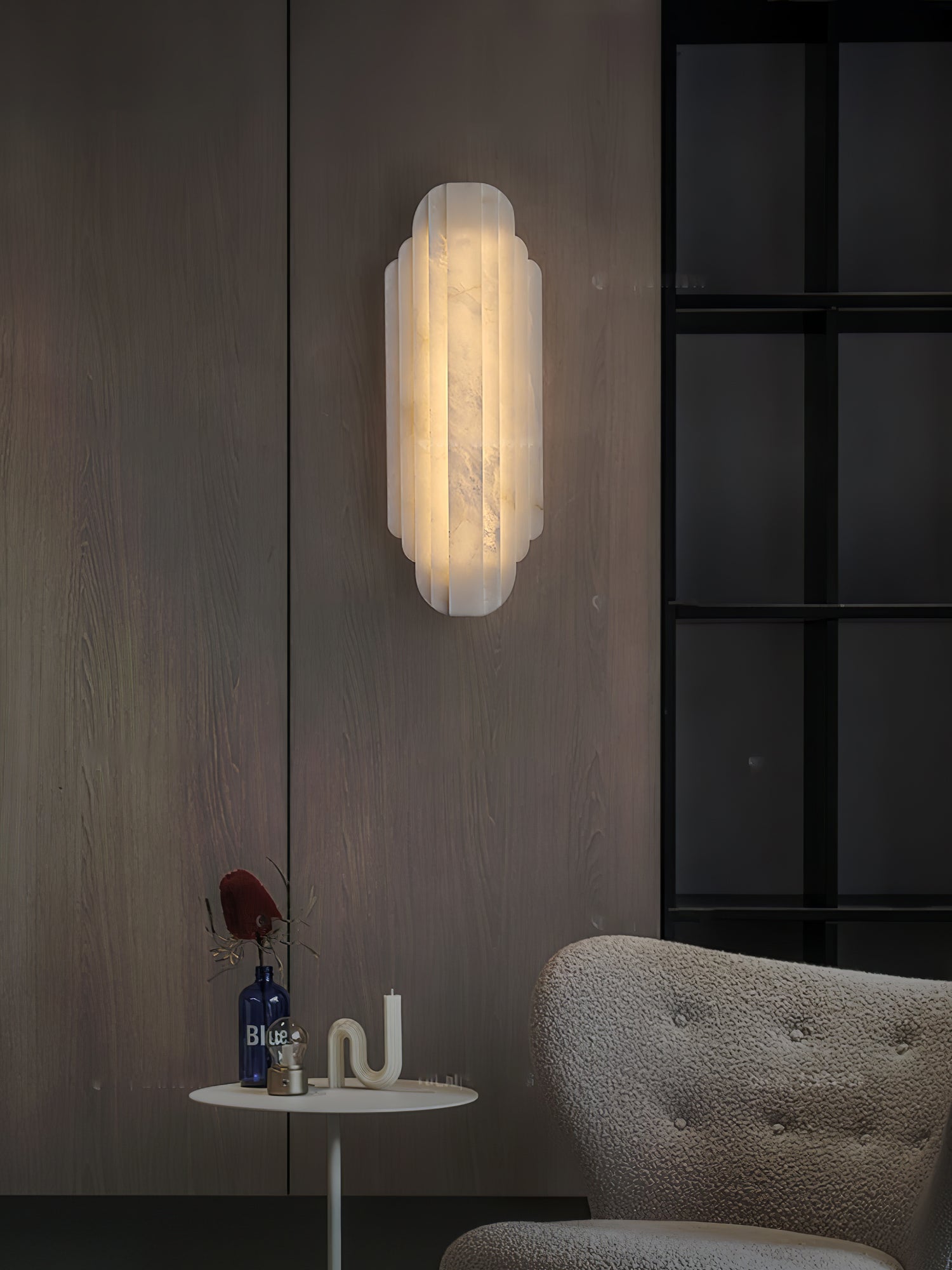 Sixel Art Deco Alabaster Wall Light-Neutral Decor