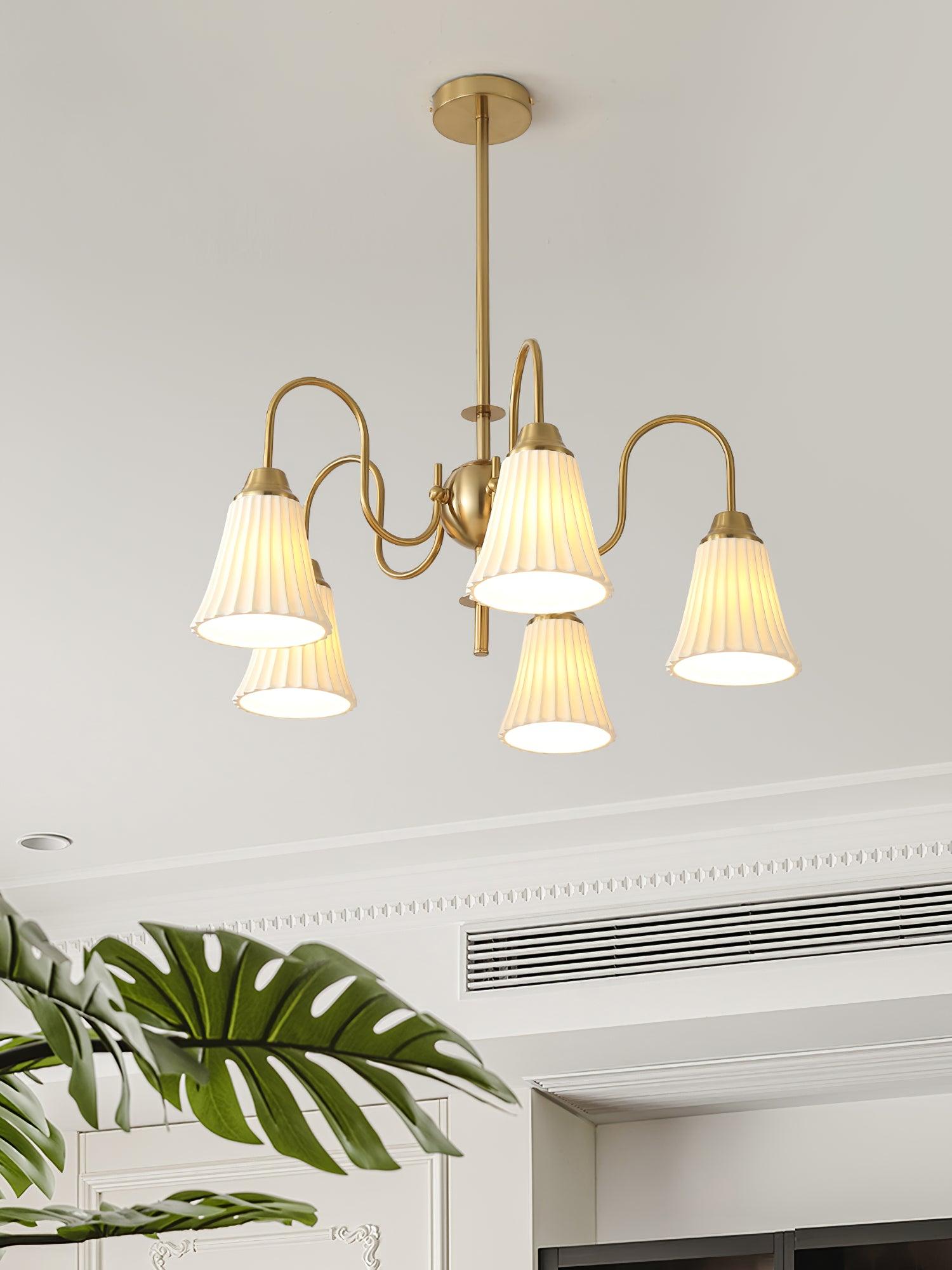 Lustra Chandelier Esther Ceramic Pleated Modern-Neutral Decor