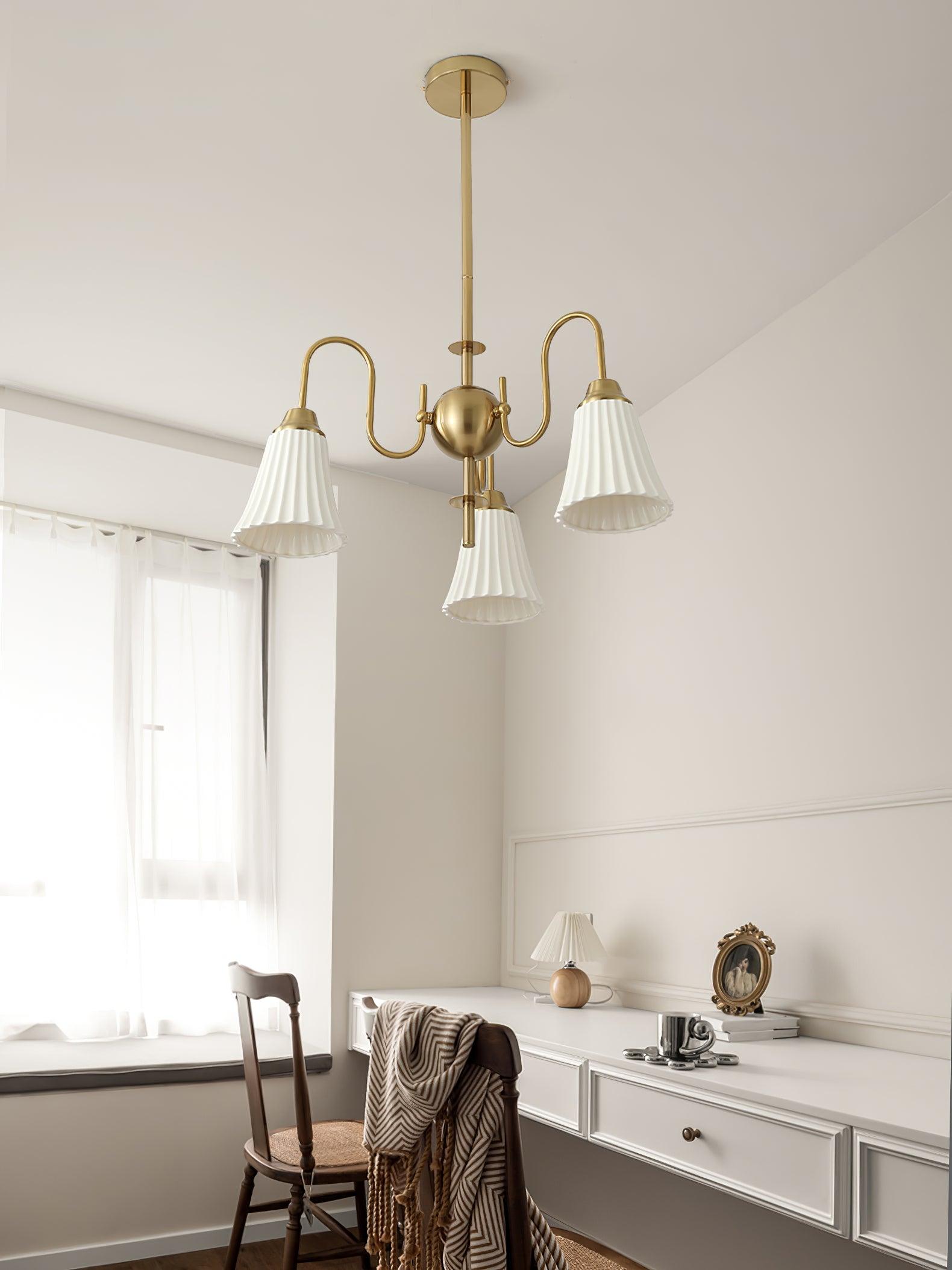 Lustra Chandelier Esther Ceramic Pleated Modern-Neutral Decor