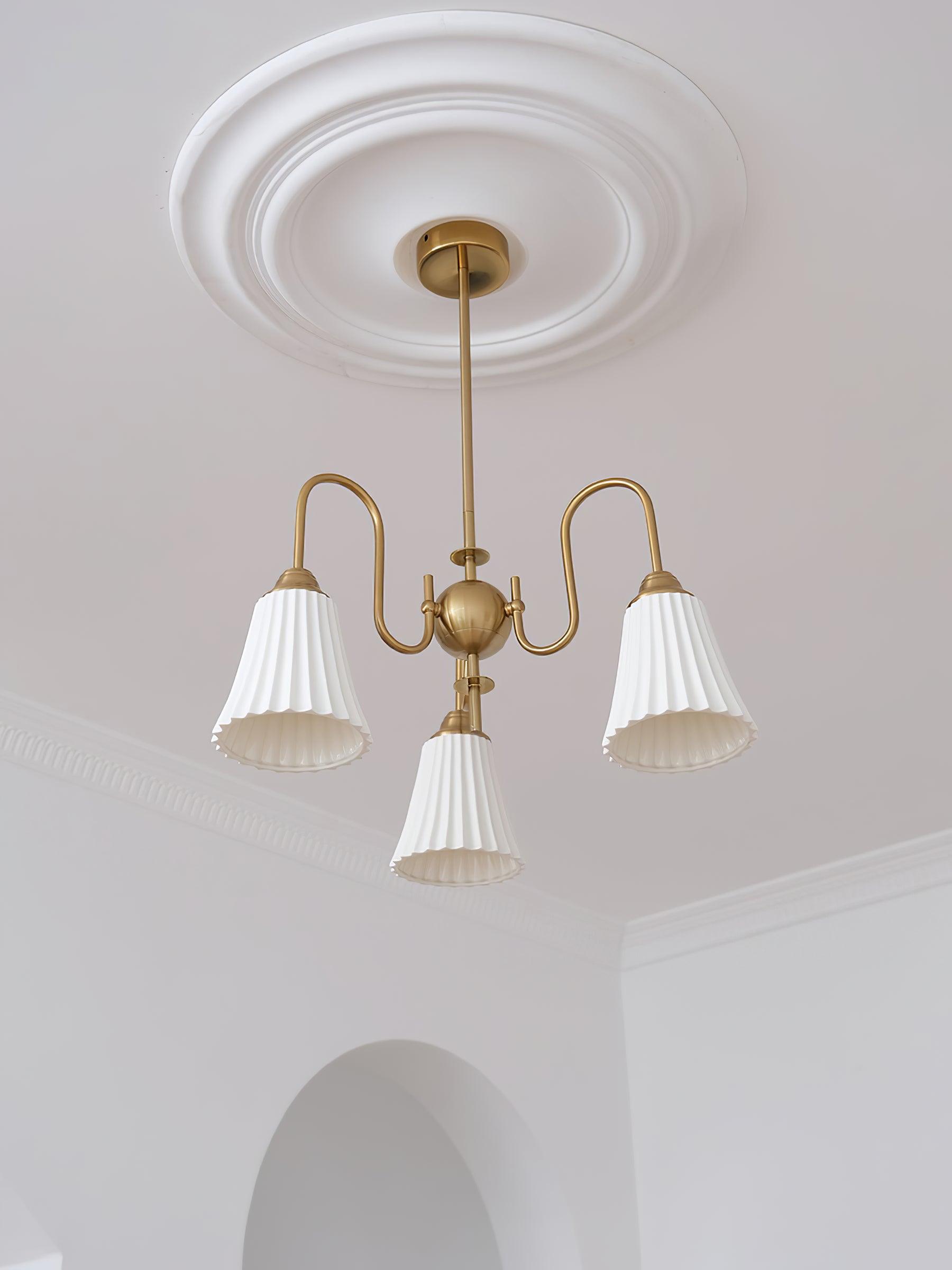 Lustra Chandelier Esther Ceramic Pleated Modern-Neutral Decor