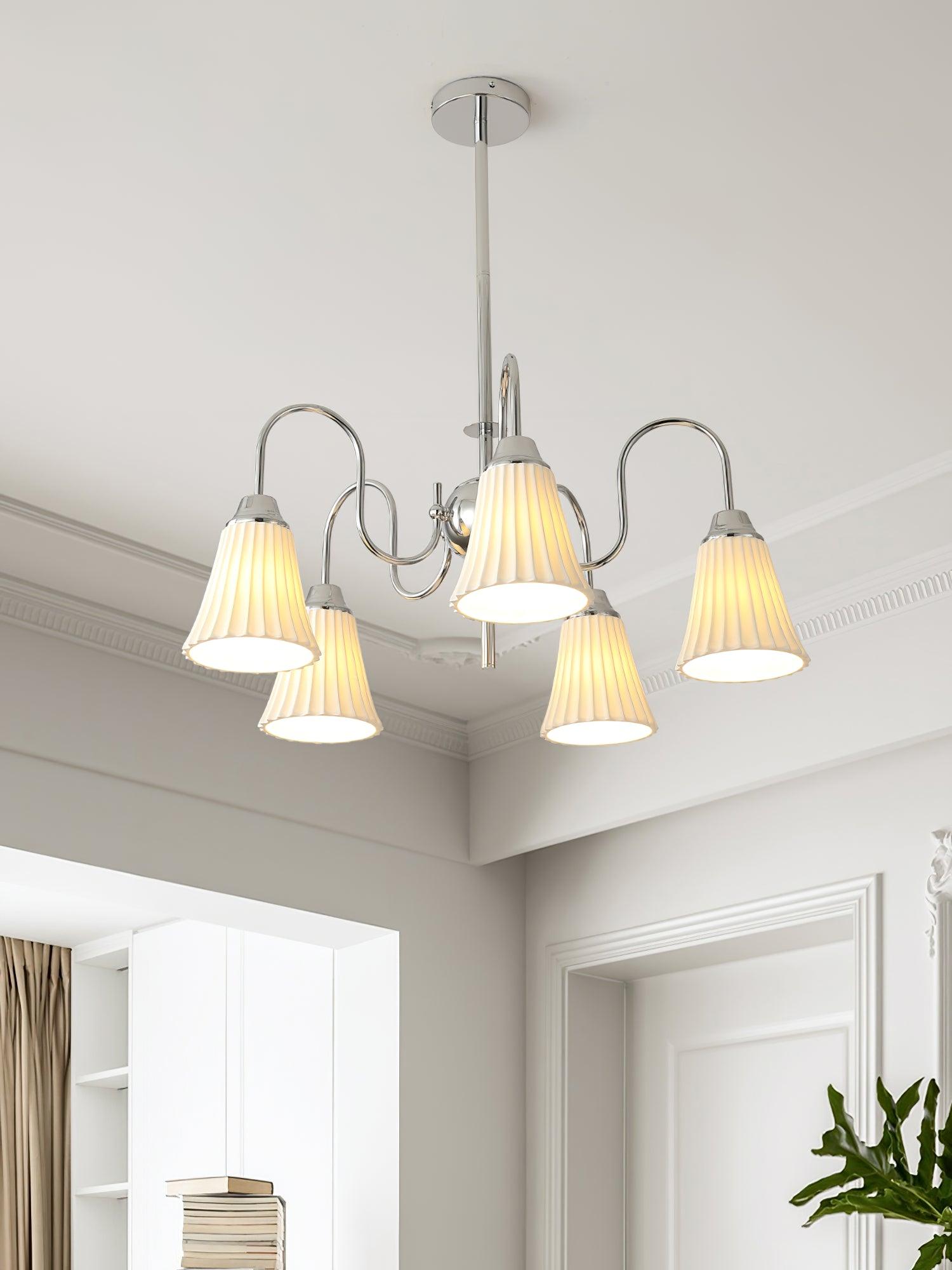 Lustra Chandelier Esther Ceramic Pleated Modern-Neutral Decor