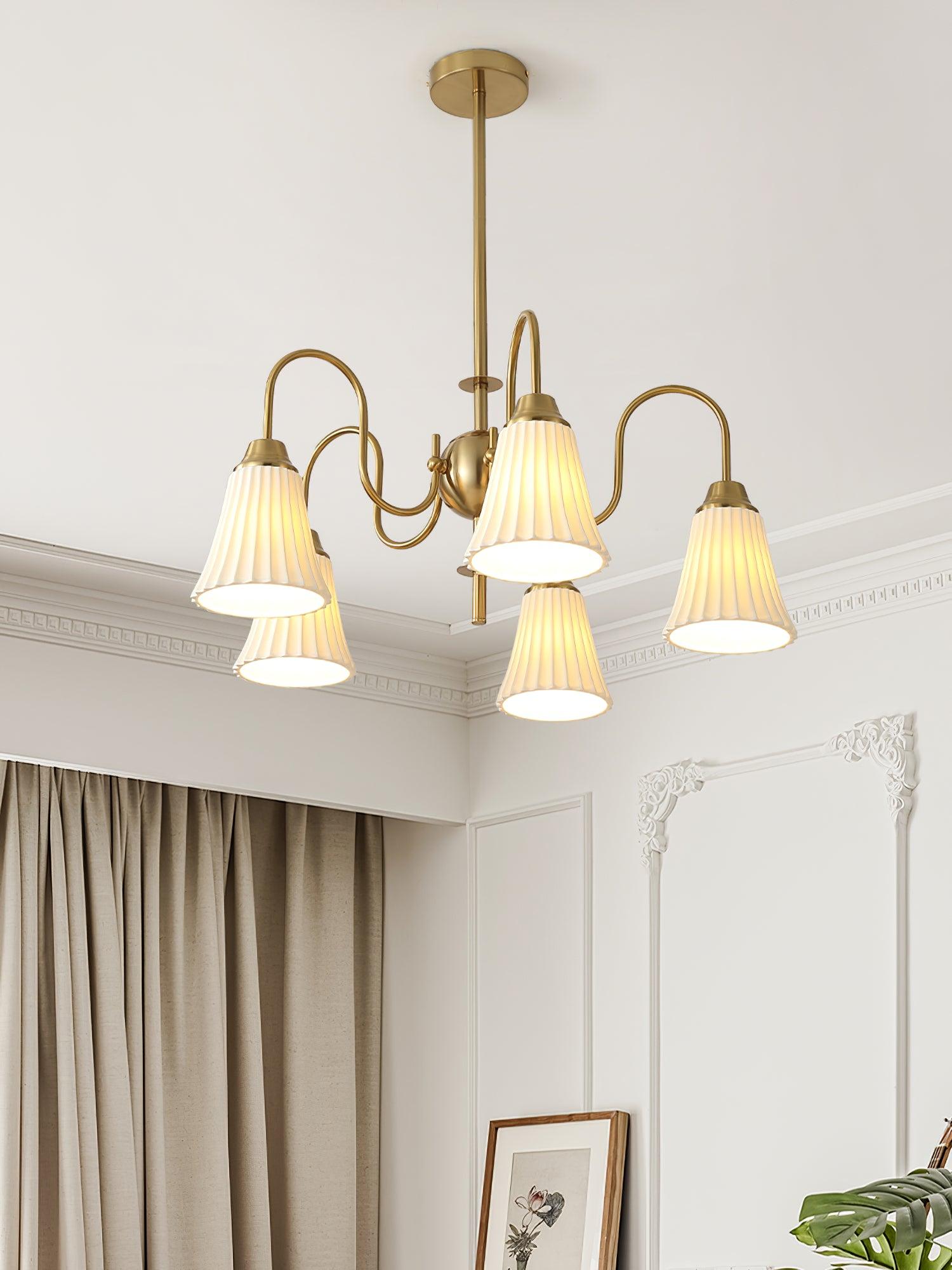 Lustra Chandelier Esther Ceramic Pleated Modern-Neutral Decor
