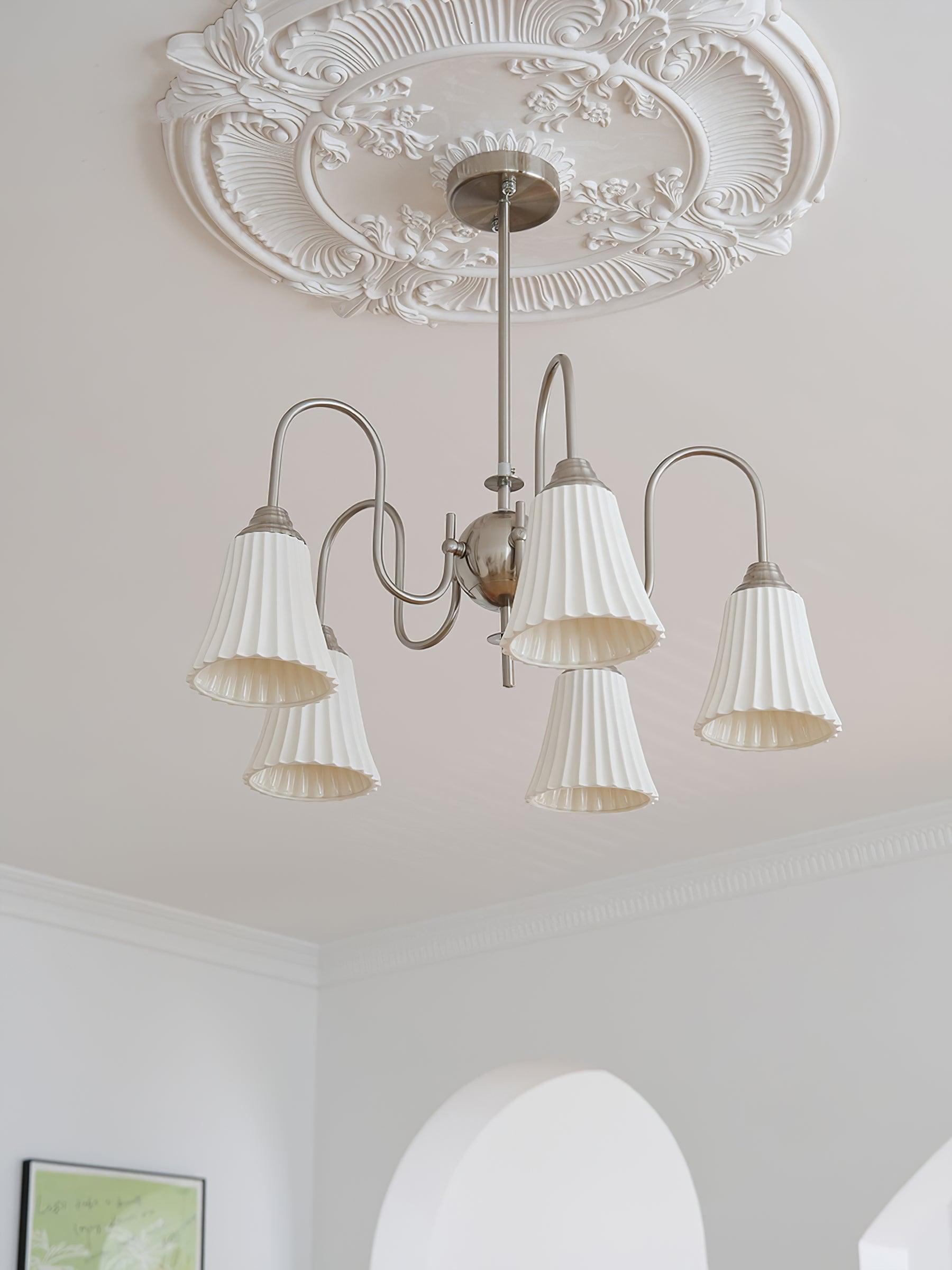 Lustra Chandelier Esther Ceramic Pleated Modern-Neutral Decor