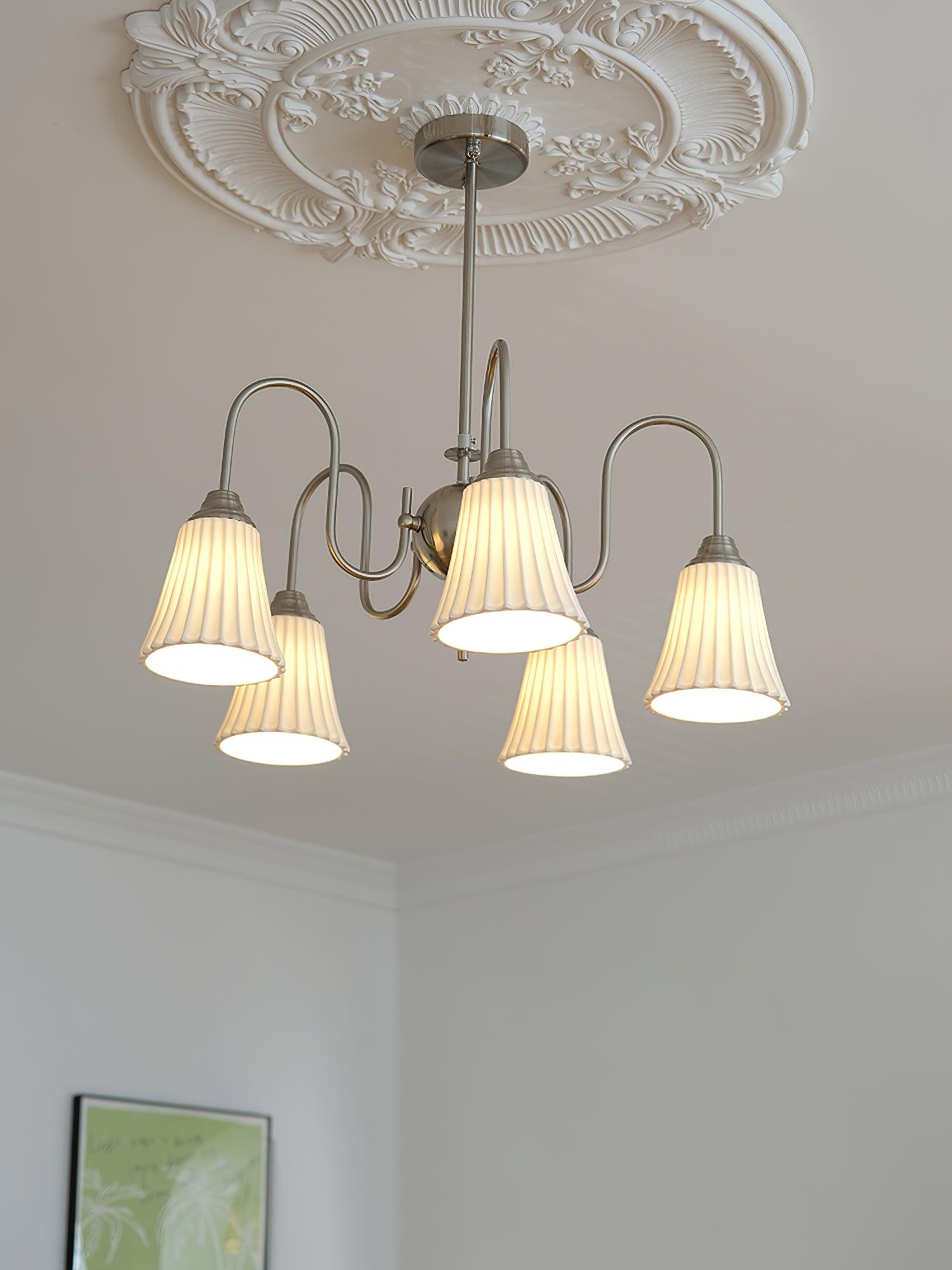 Lustra Chandelier Esther Ceramic Pleated Modern-Neutral Decor