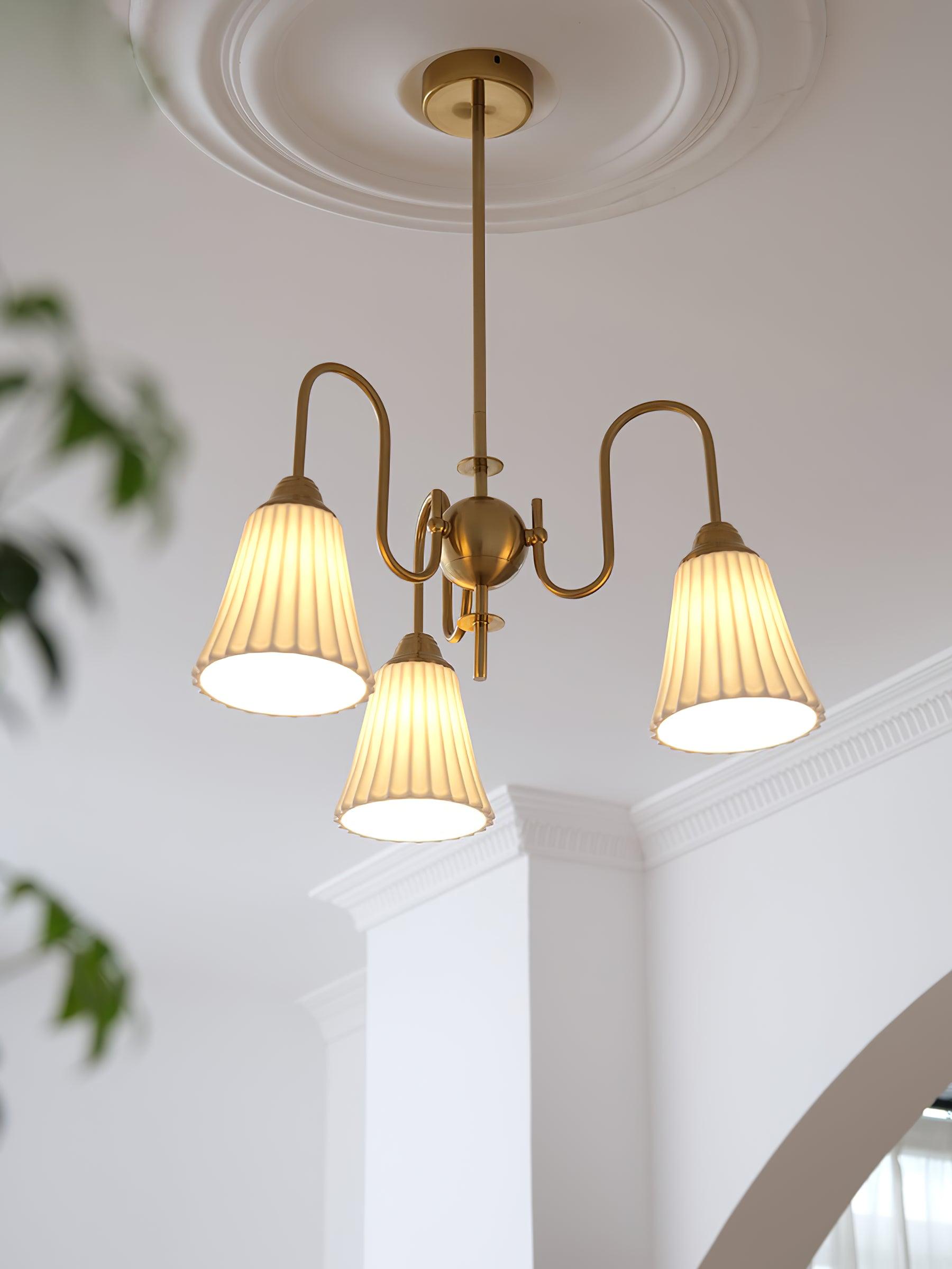 Lustra Chandelier Esther Ceramic Pleated Modern-Neutral Decor