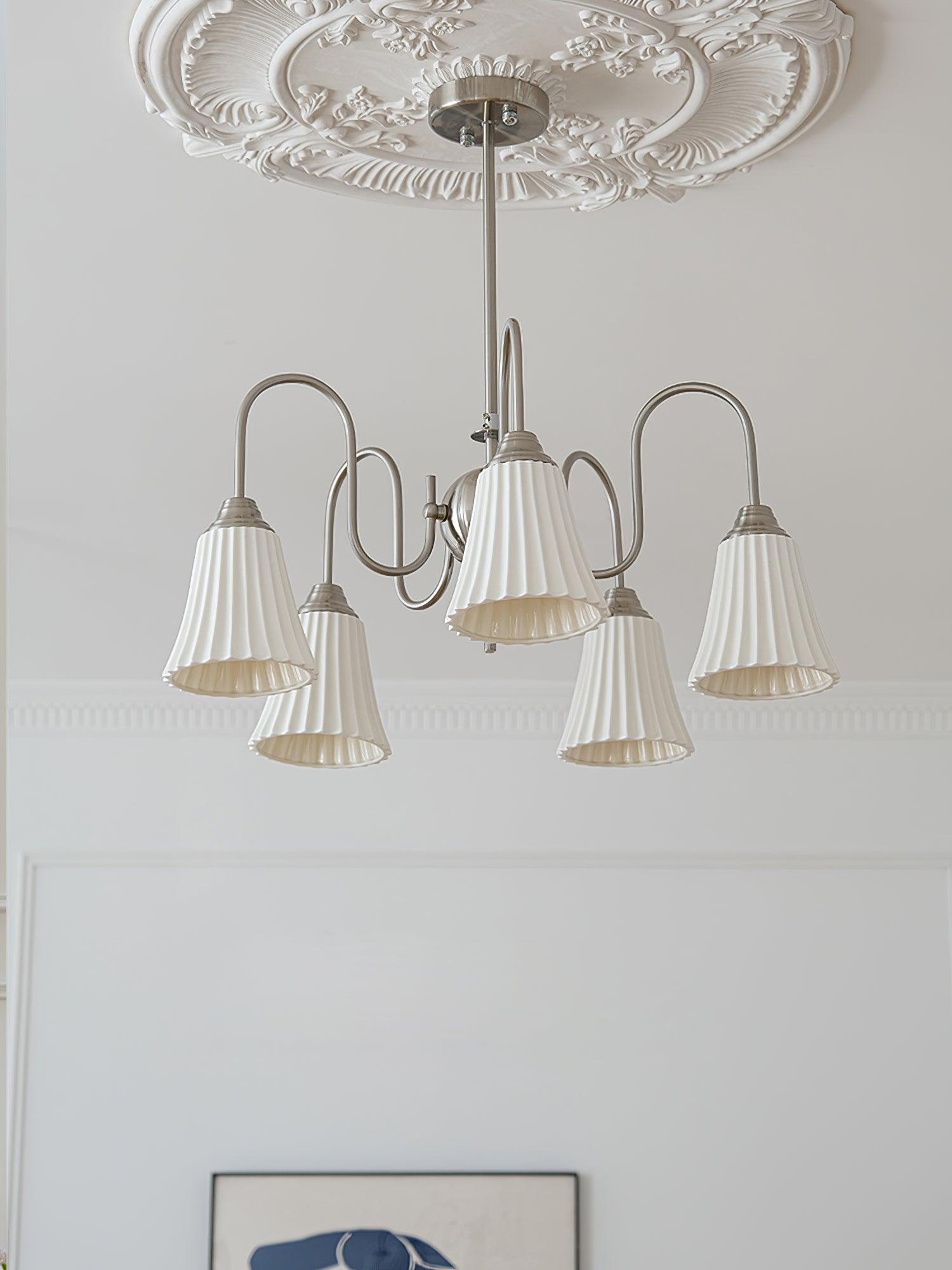 Lustra Chandelier Esther Ceramic Pleated Modern-Neutral Decor