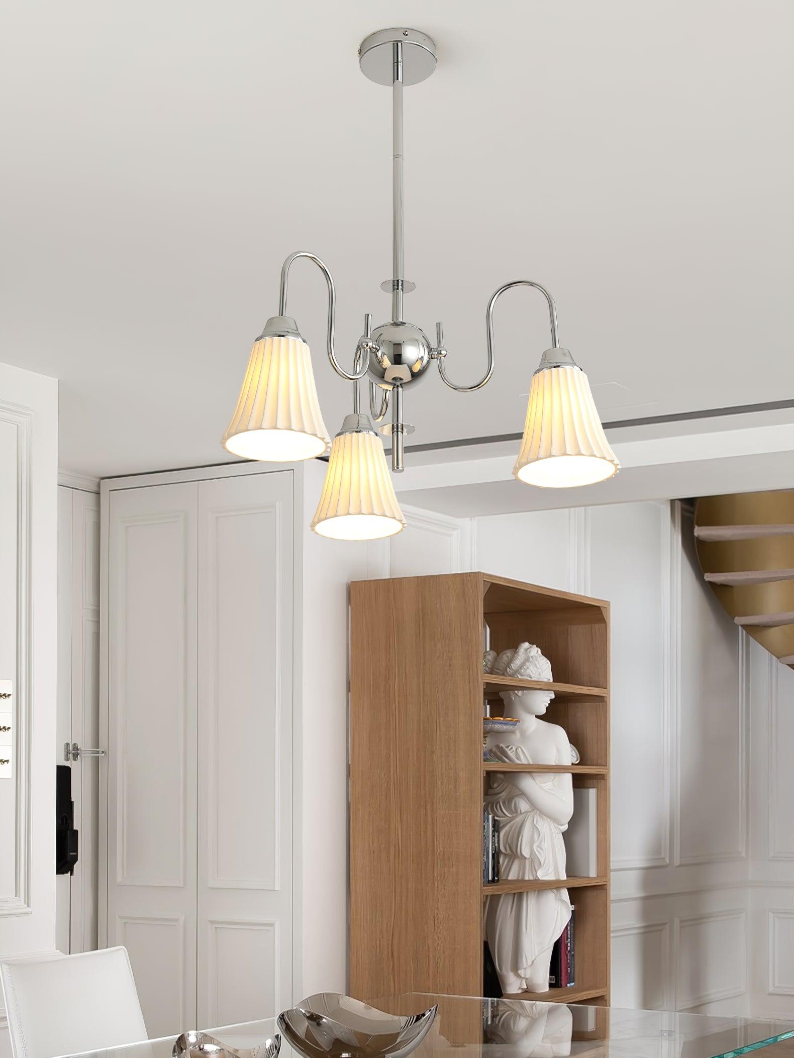 Lustra Chandelier Esther Ceramic Pleated Modern-Neutral Decor