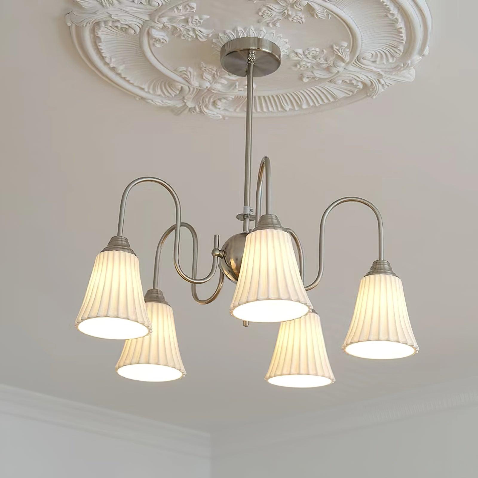 Lustra Chandelier Esther Ceramic Pleated Modern-Neutral Decor