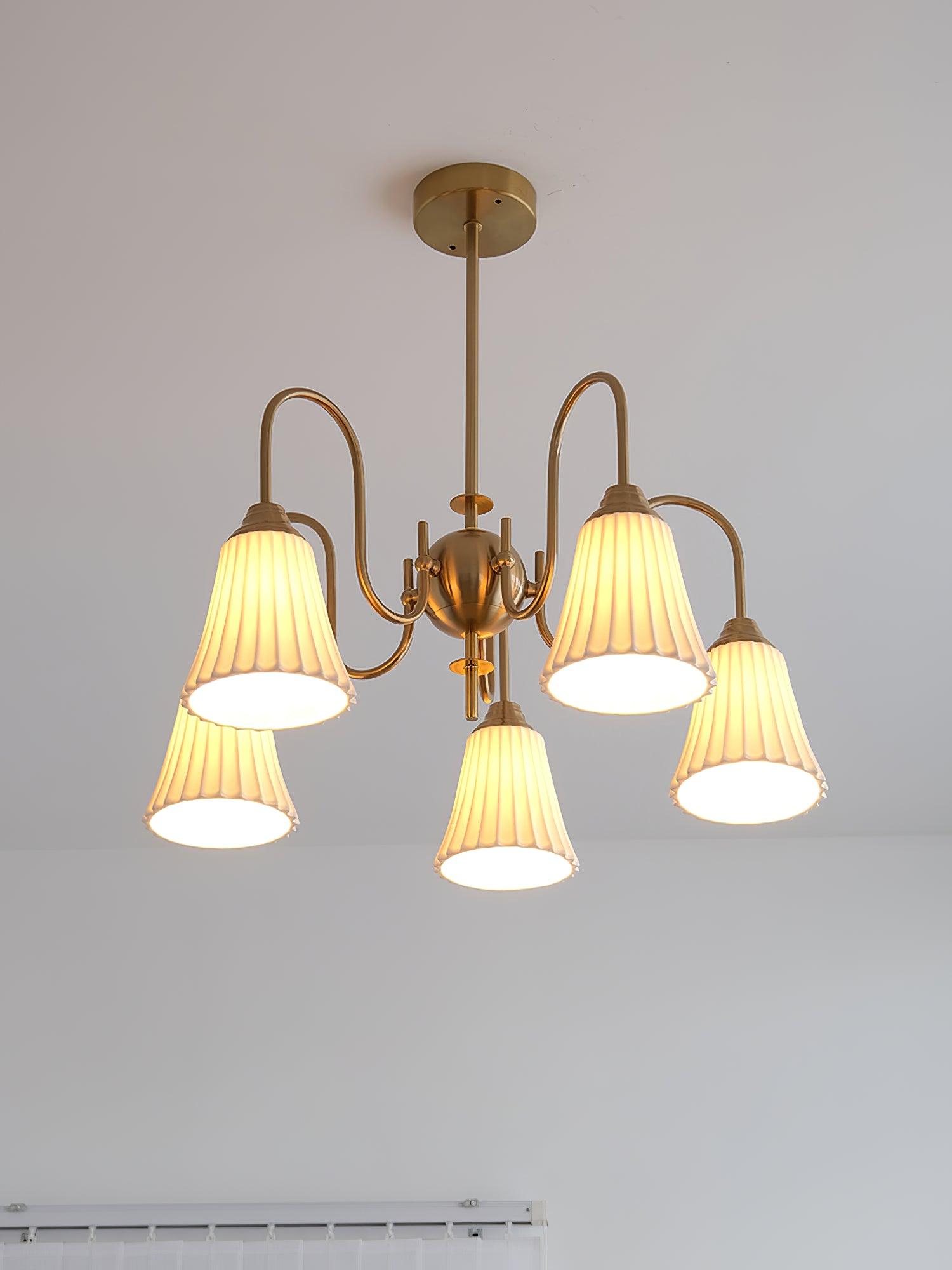 Lustra Chandelier Esther Ceramic Pleated Modern-Neutral Decor