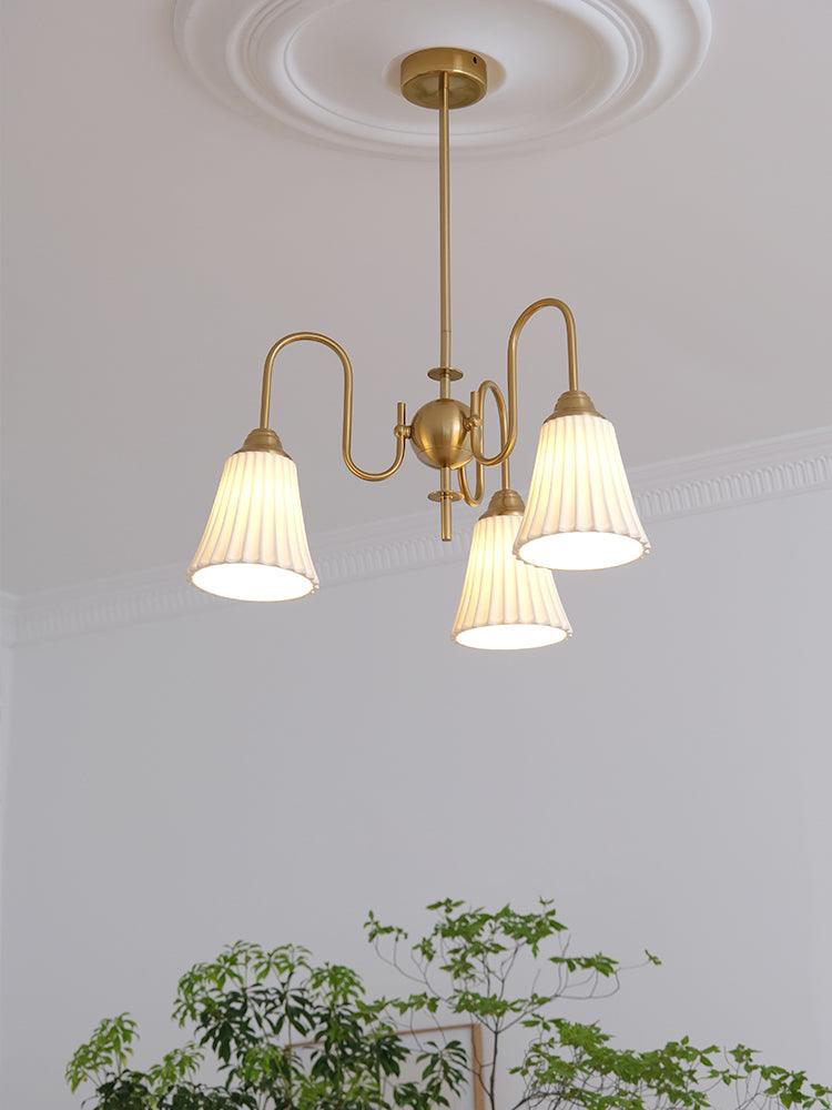 Lustra Chandelier Esther Ceramic Pleated Modern-Neutral Decor
