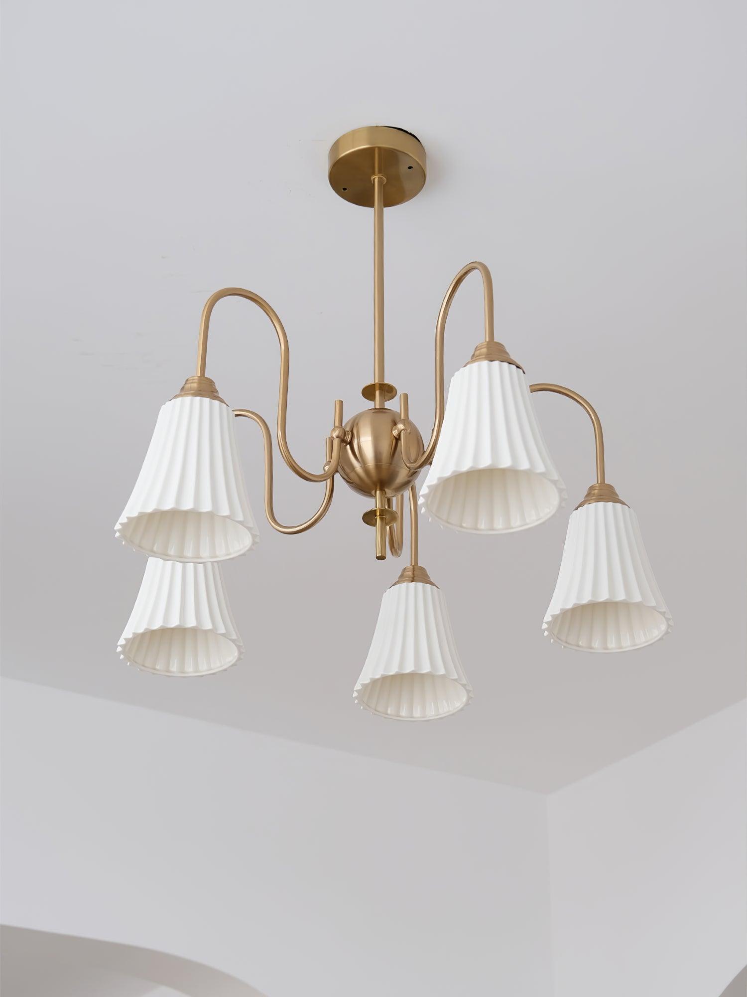 Lustra Chandelier Esther Ceramic Pleated Modern-Neutral Decor