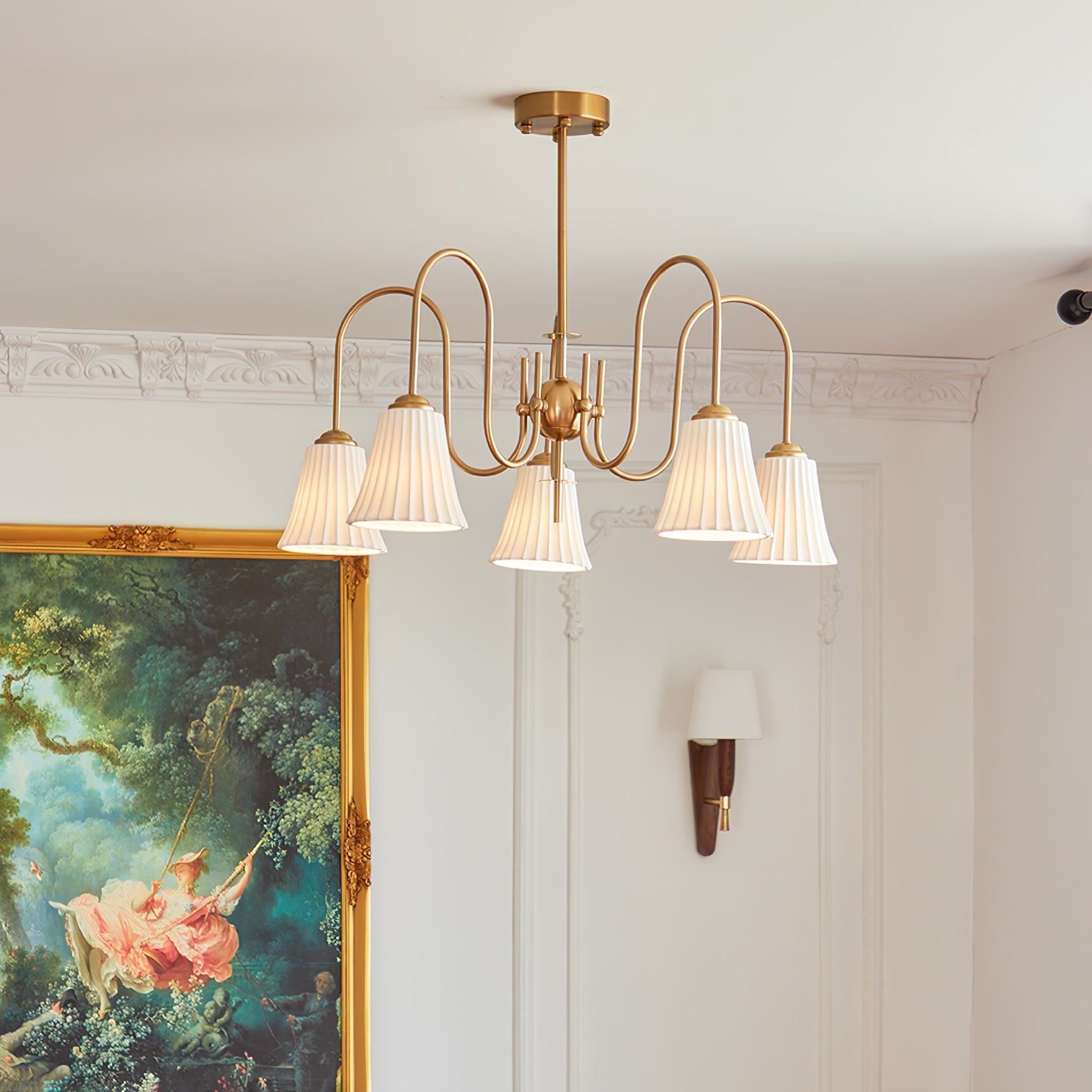 Lustra Chandelier Esther Ceramic Pleated Modern-Neutral Decor