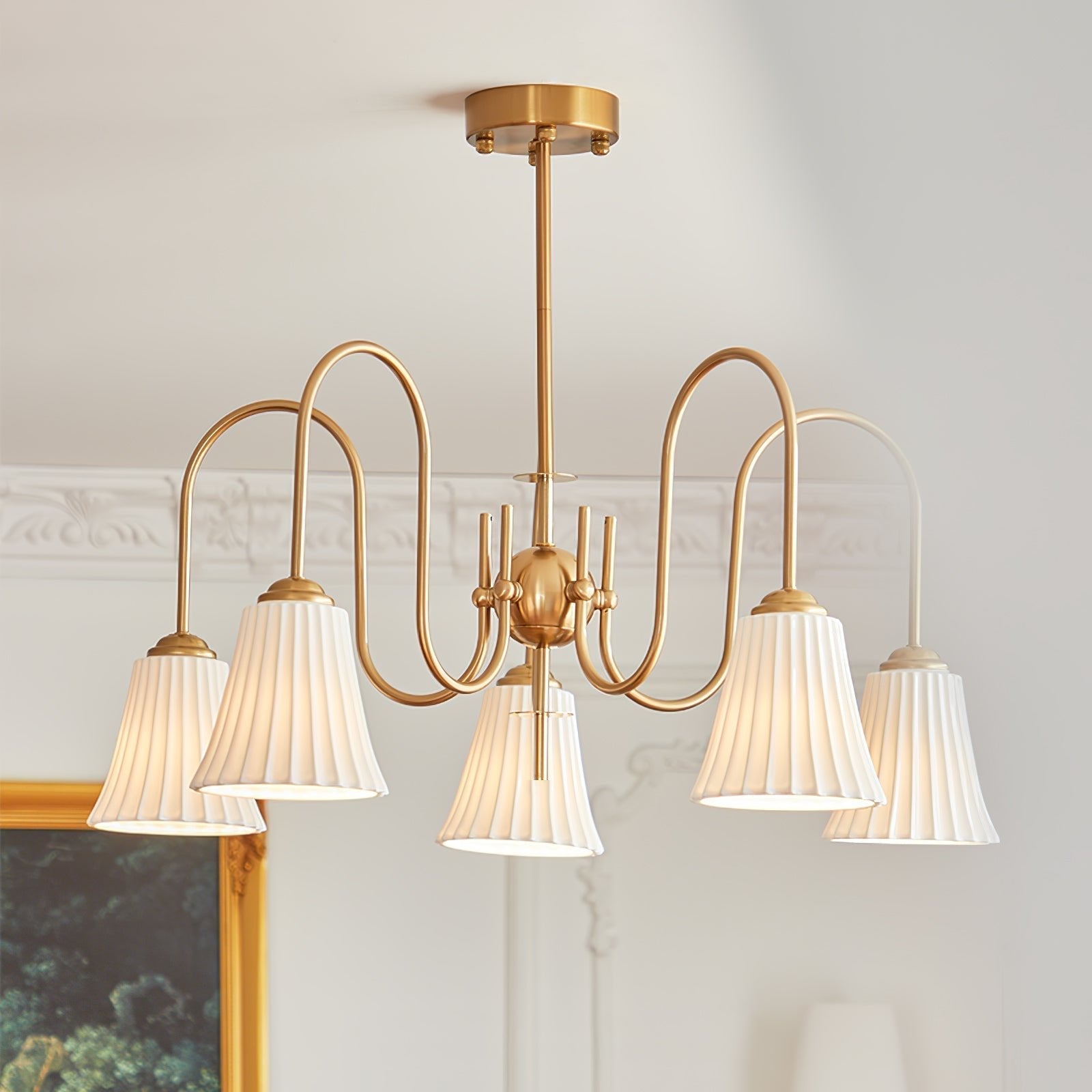 Lustra Chandelier Esther Ceramic Pleated Modern-Neutral Decor