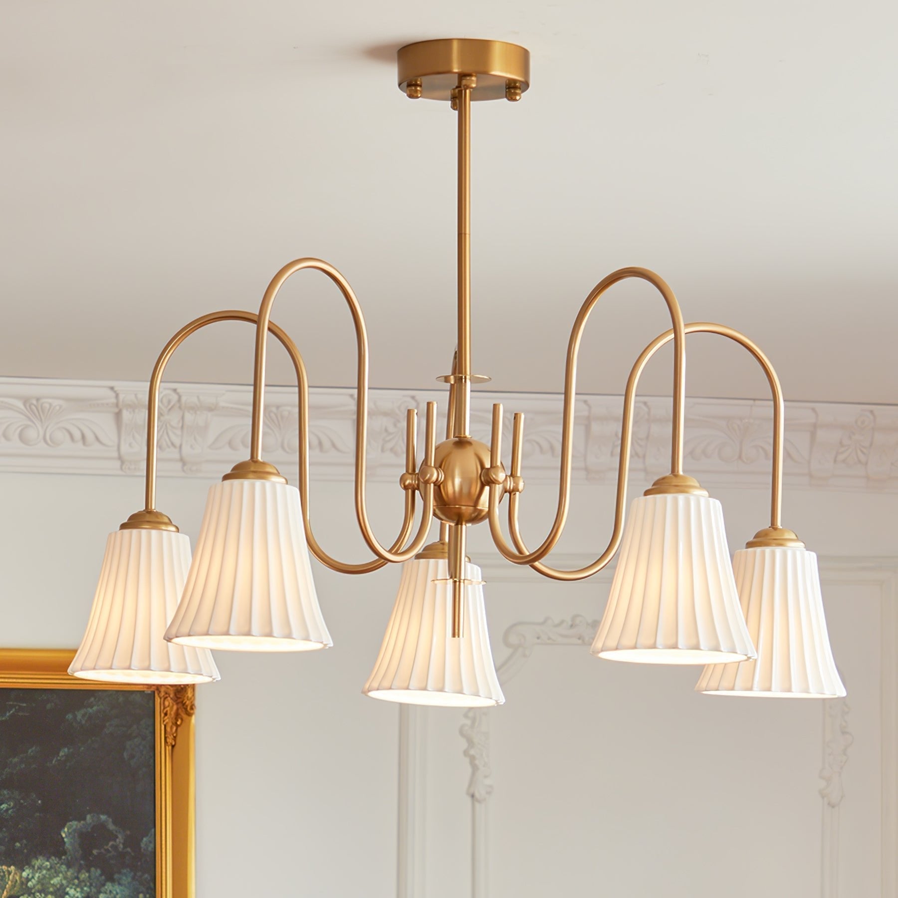 Lustra Chandelier Esther Ceramic Pleated Modern-Neutral Decor