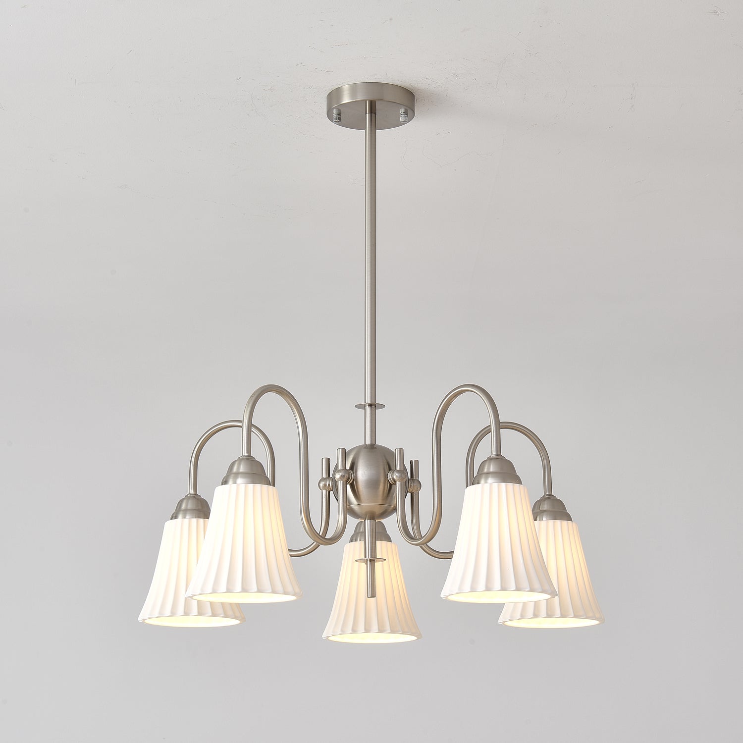 Lustra Chandelier Esther Ceramic Pleated Modern-Neutral Decor