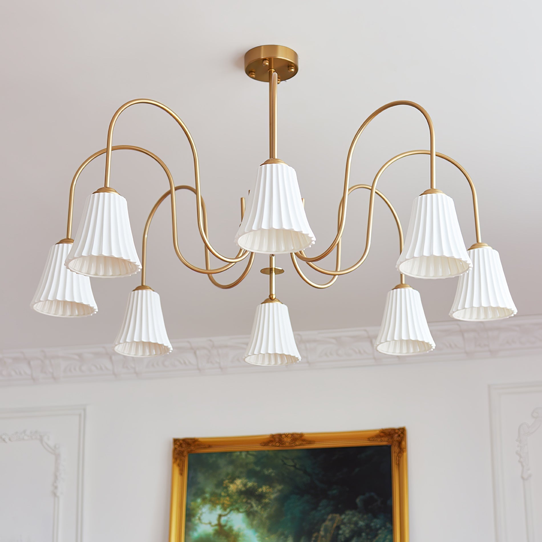 Lustra Chandelier Esther Ceramic Pleated Modern-Neutral Decor