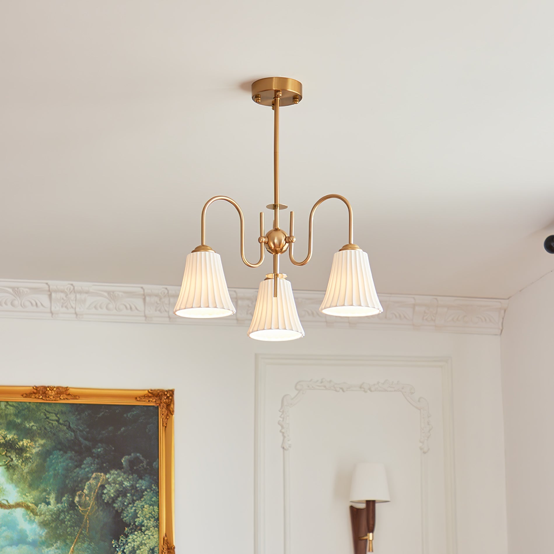Lustra Chandelier Esther Ceramic Pleated Modern-Neutral Decor