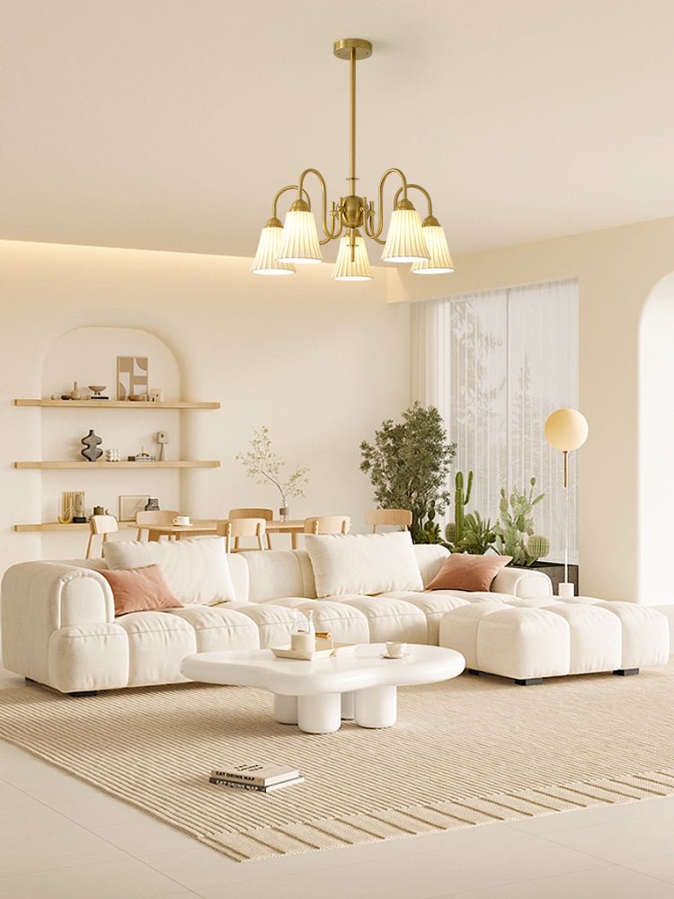 Lustra Chandelier Esther Ceramic Pleated Modern-Neutral Decor