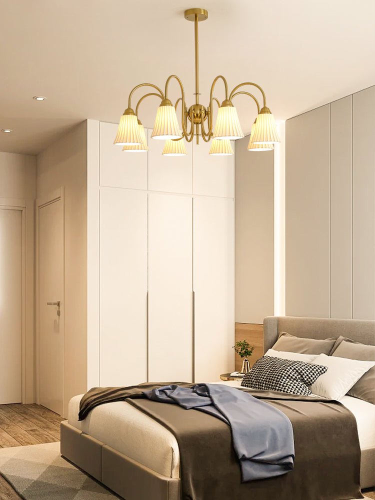 Lustra Chandelier Esther Ceramic Pleated Modern-Neutral Decor