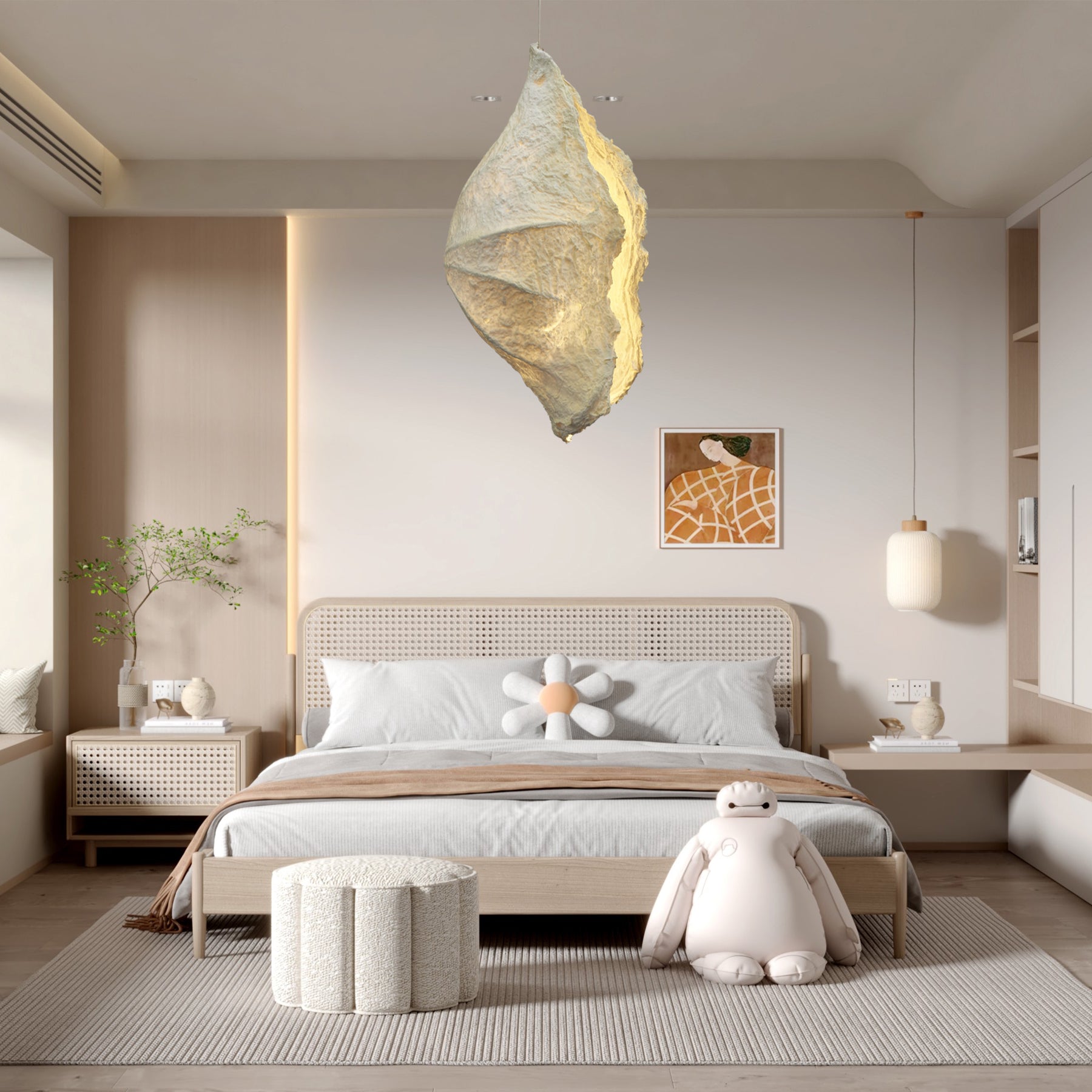 Altalis Artisanal Paper Pulp Pendant Light-Neutral Decor